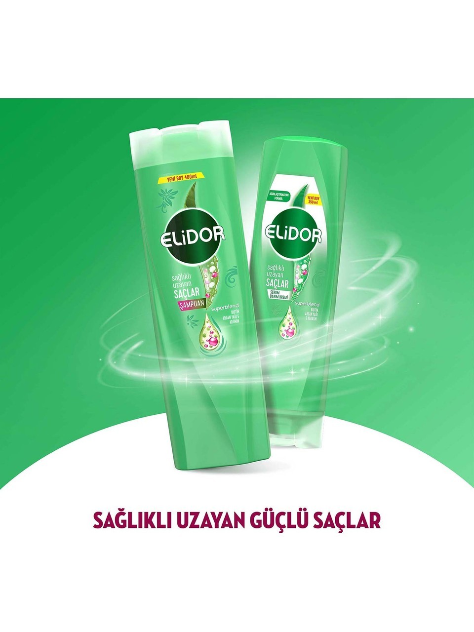 Elidor Superblend Saç Bakım Şampuanı Sağlıklı Uzayan Saçlar Biotin Argan Yağı Arjinin 400 ml