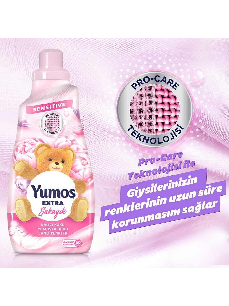 Yumoş Extra Konsantre Çamaşır Yumuşatıcısı Kalıcı Koku Renkliler İçin Şakayık 60 yıkama 1440 ml