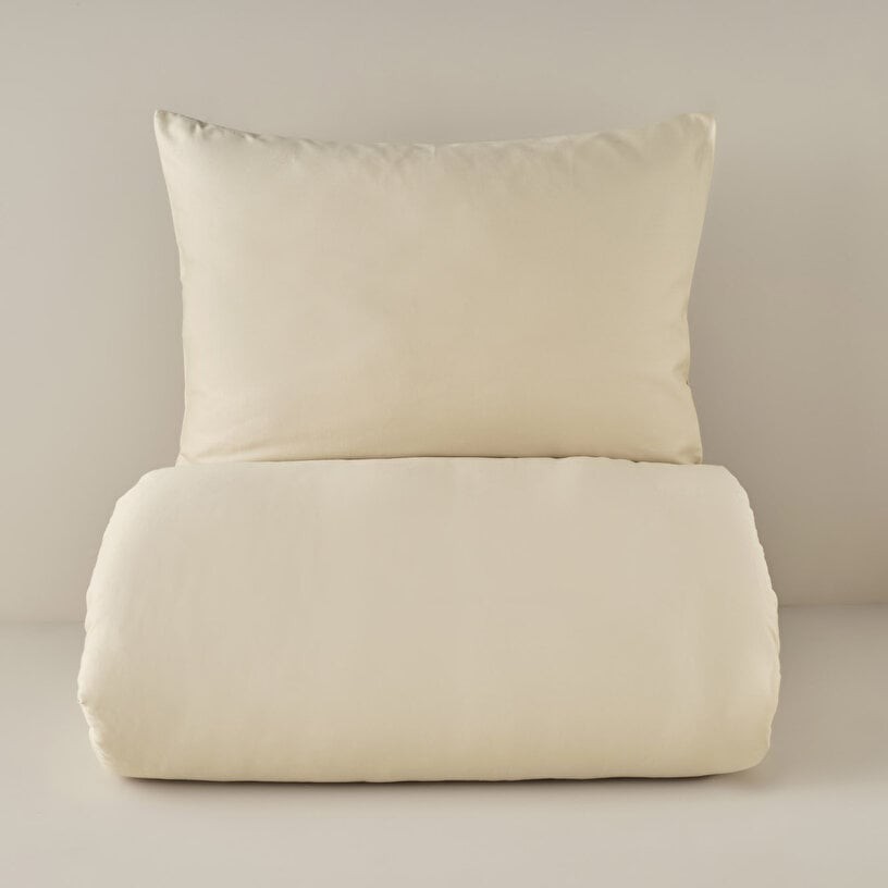 %100 Pamuk Saten Supreme Basic Tek Kişilik Nevresim Seti Bej (160x220 cm)
