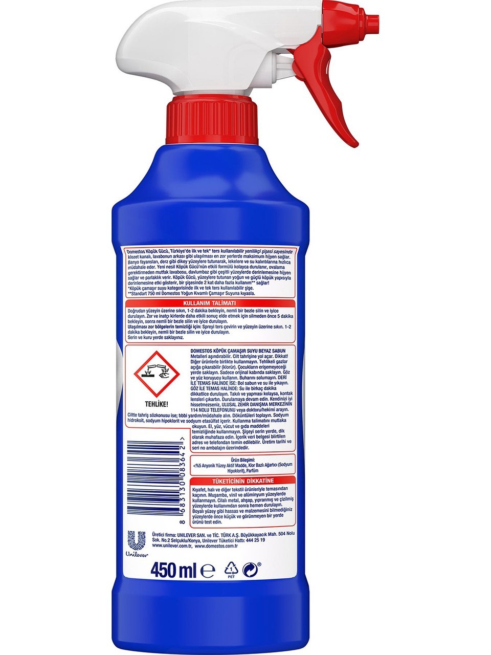 Domestos Köpük Gücü Köpük Çamaşır Suyu Beyaz Sabun 450 ml