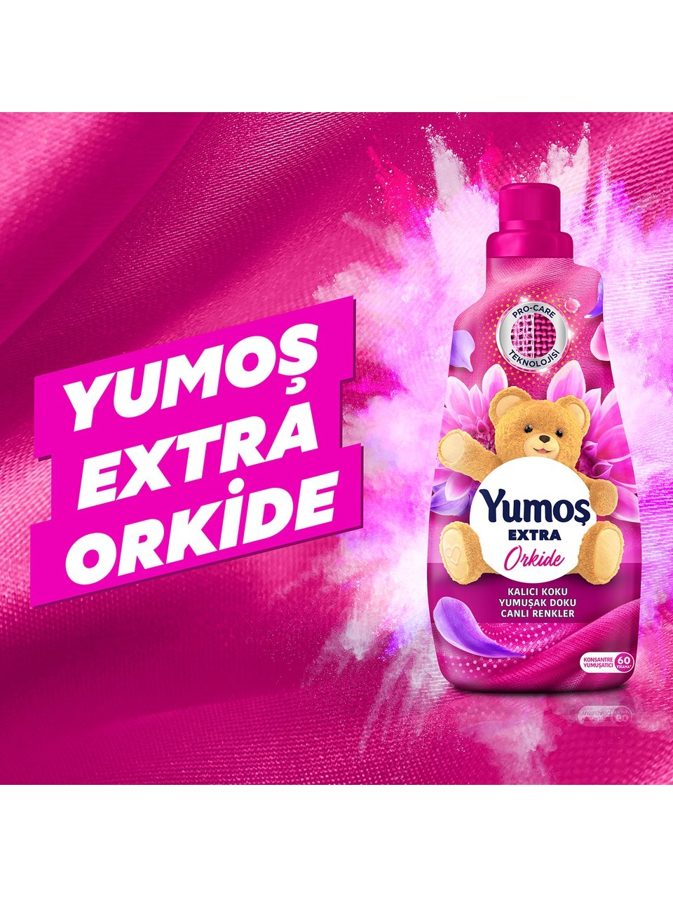 Yumoş Extra Konsantre Çamaşır Yumuşatıcısı  Kalıcı Koku Renkliler İçin Orkide 60 Yıkama 1440 ml