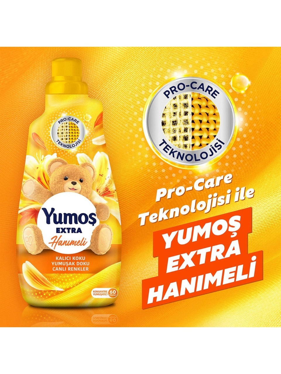 Yumoş Konsantre Çamaşır Yumuşatıcısı Hanımeli 60 Yıkama 1440 ml