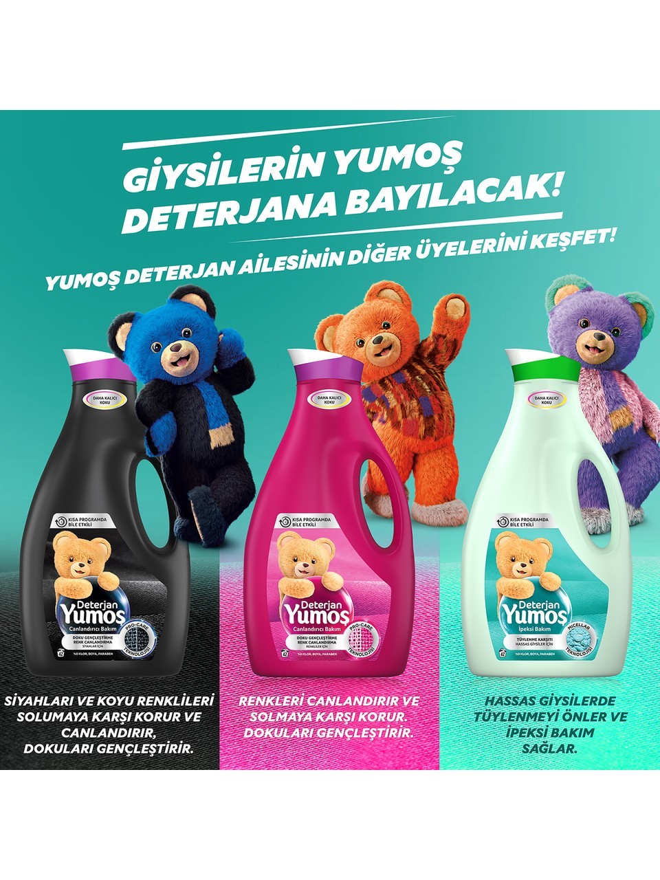 Yumoş Sıvı Bakım Çamaşır Deterjanı Renkli Giysiler 42 Yıkama 2520 ml