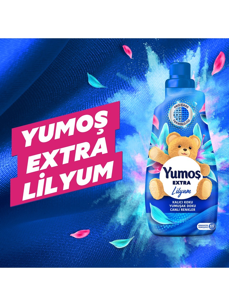 Yumoş Extra Konsantre Çamaşır Yumuşatıcısı Kalıcı Koku Renkliler İçin Lilyum 60 Yıkama 1440 ml