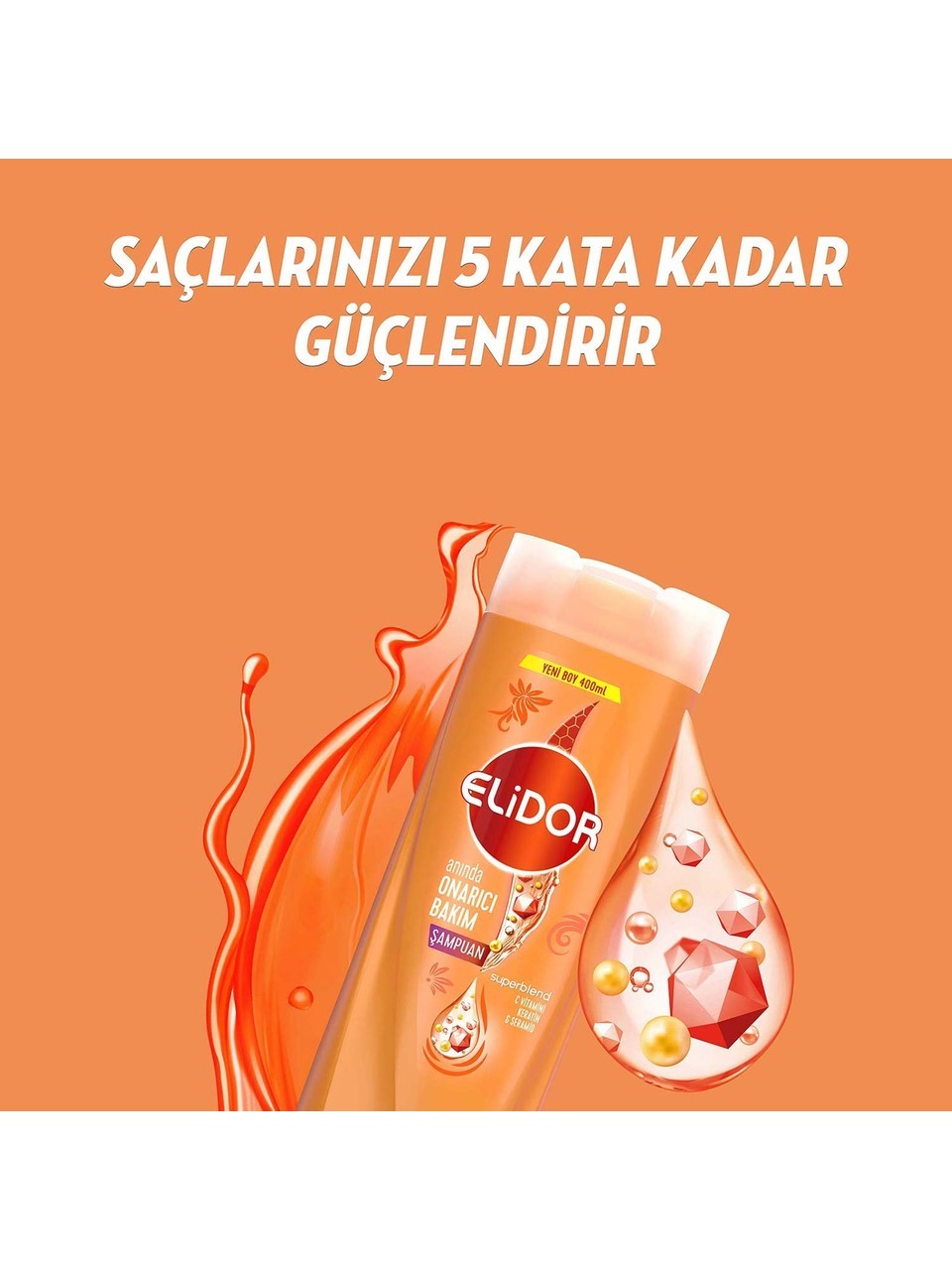 Elidor Superblend Saç Bakım Şampuanı Anında Onarıcı Bakım C Vitamini Keratin Seramid 400 ml