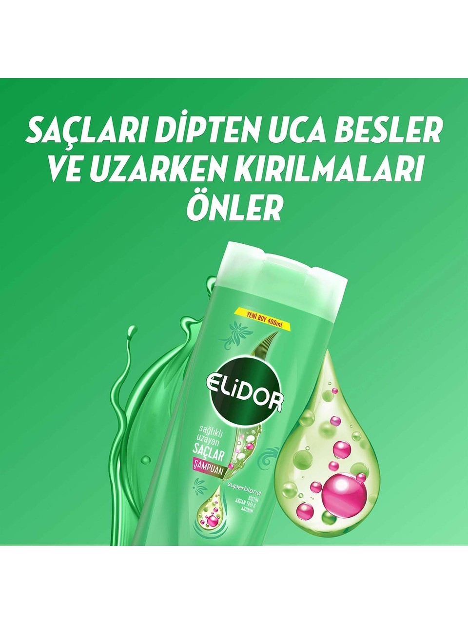 Elidor Superblend Saç Bakım Şampuanı Sağlıklı Uzayan Saçlar Biotin Argan Yağı Arjinin 400 ml