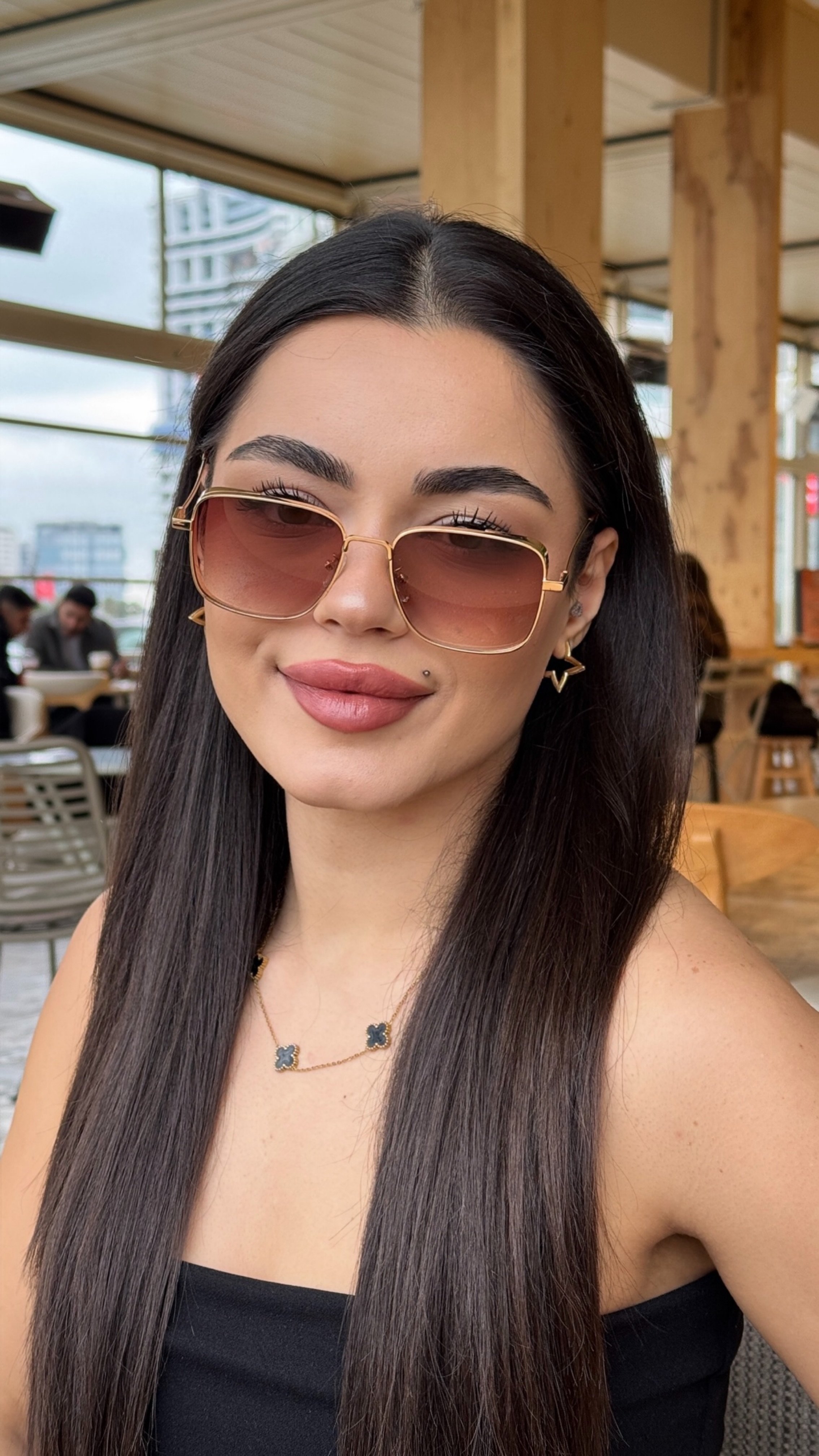 Flore Güneş Gözlüğü Gold Çerçeve Kahverengi Cam