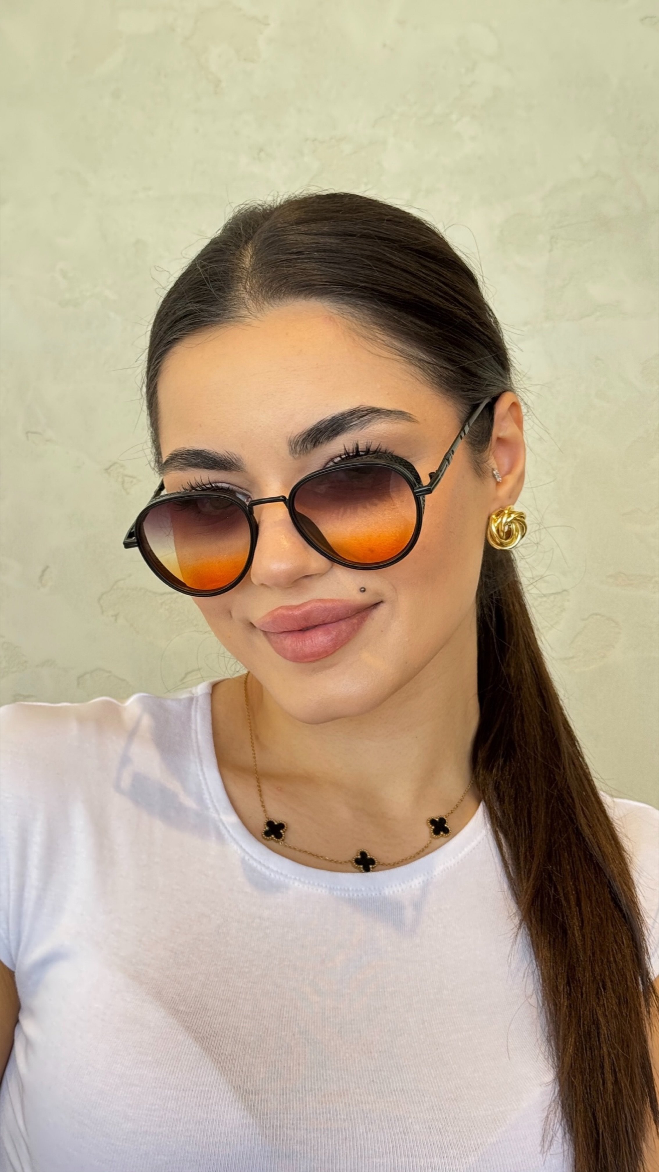 Ovela Güneş Gözlüğü - Siyah Çerçeve Turuncu Degrade Cam