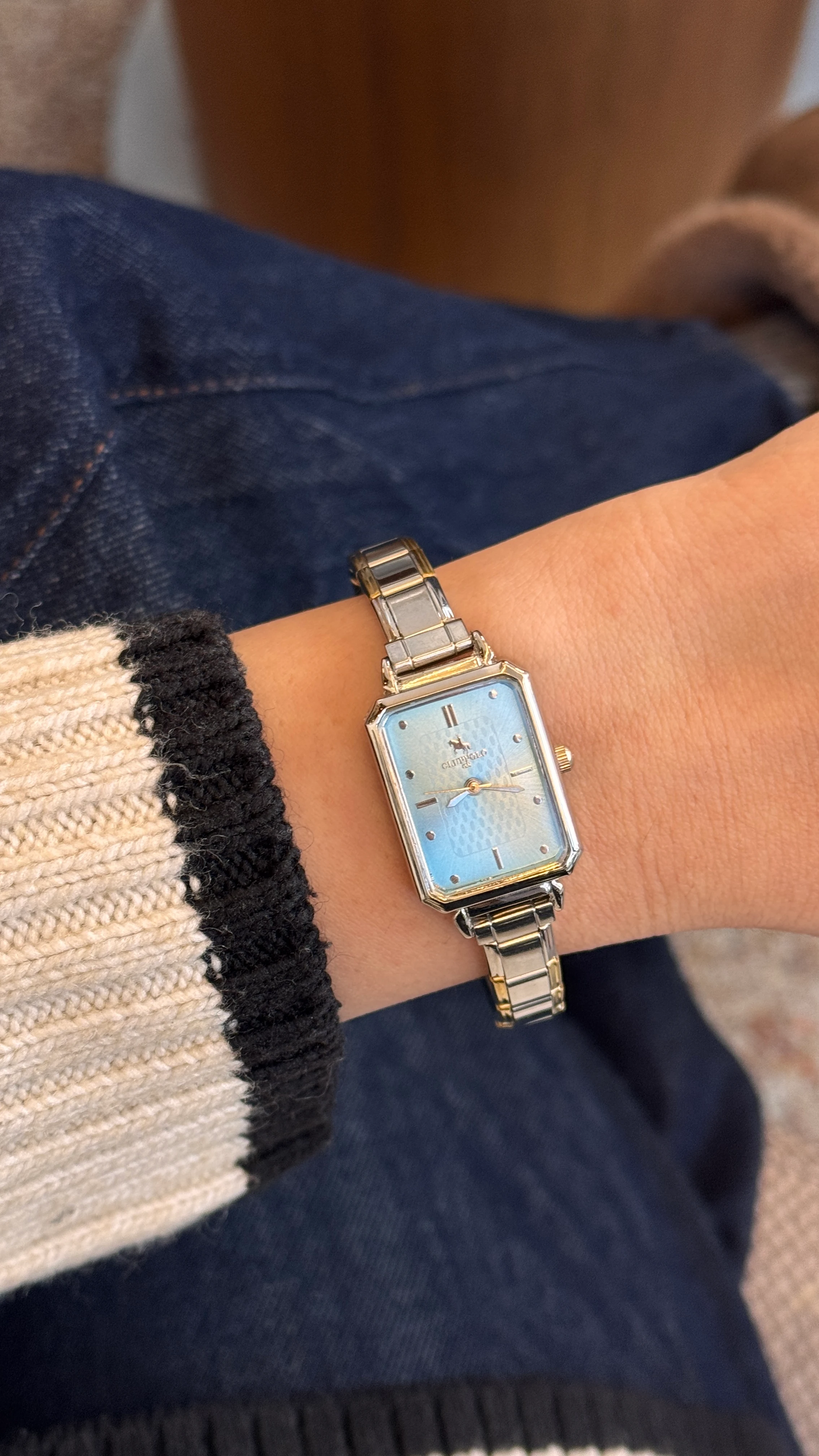 Tecna Çelik Kordon Saat - Mavi Gold Gümüş