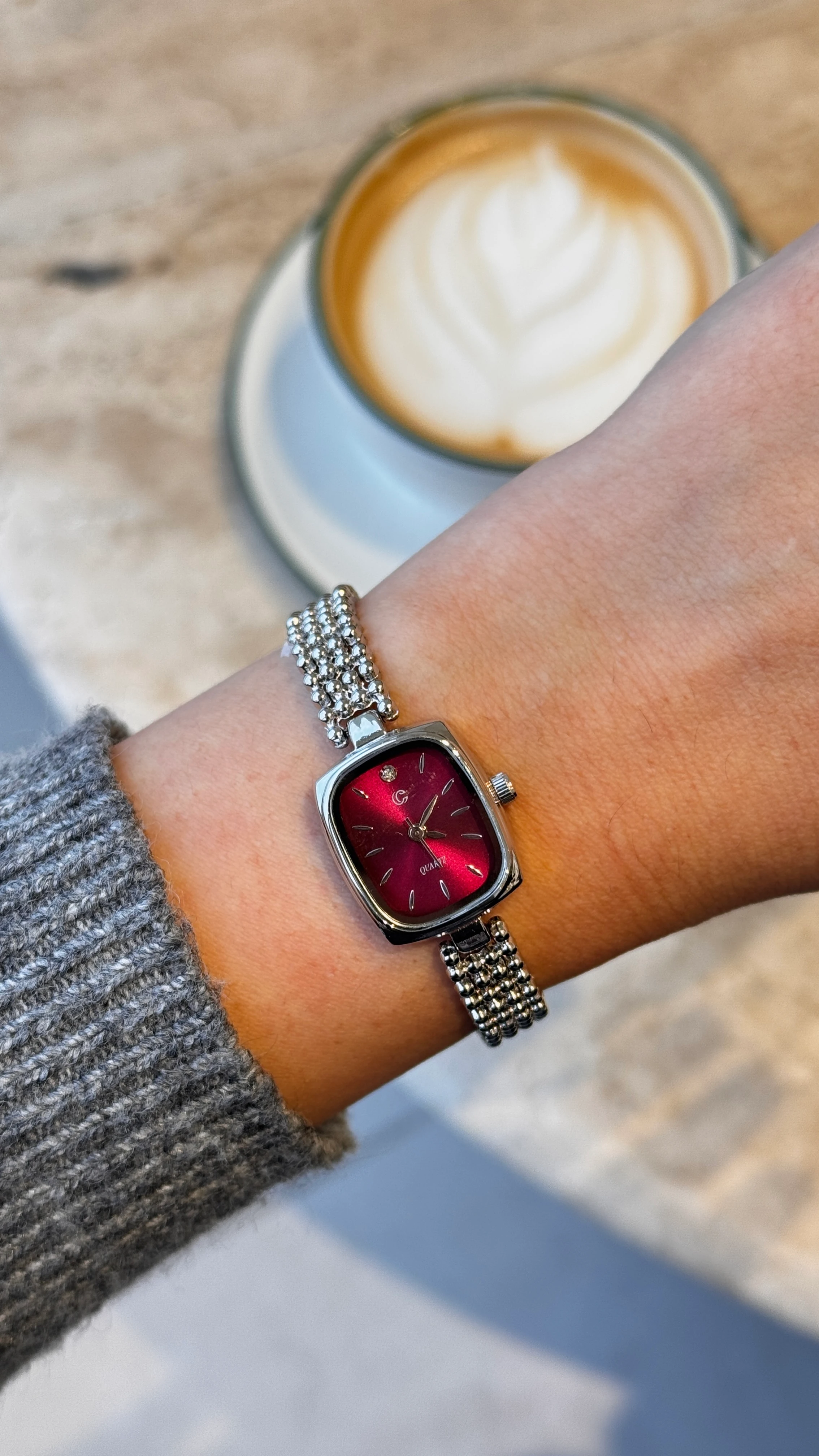 Mitsu Çelik Kordon Saat - Gümüş Bordo