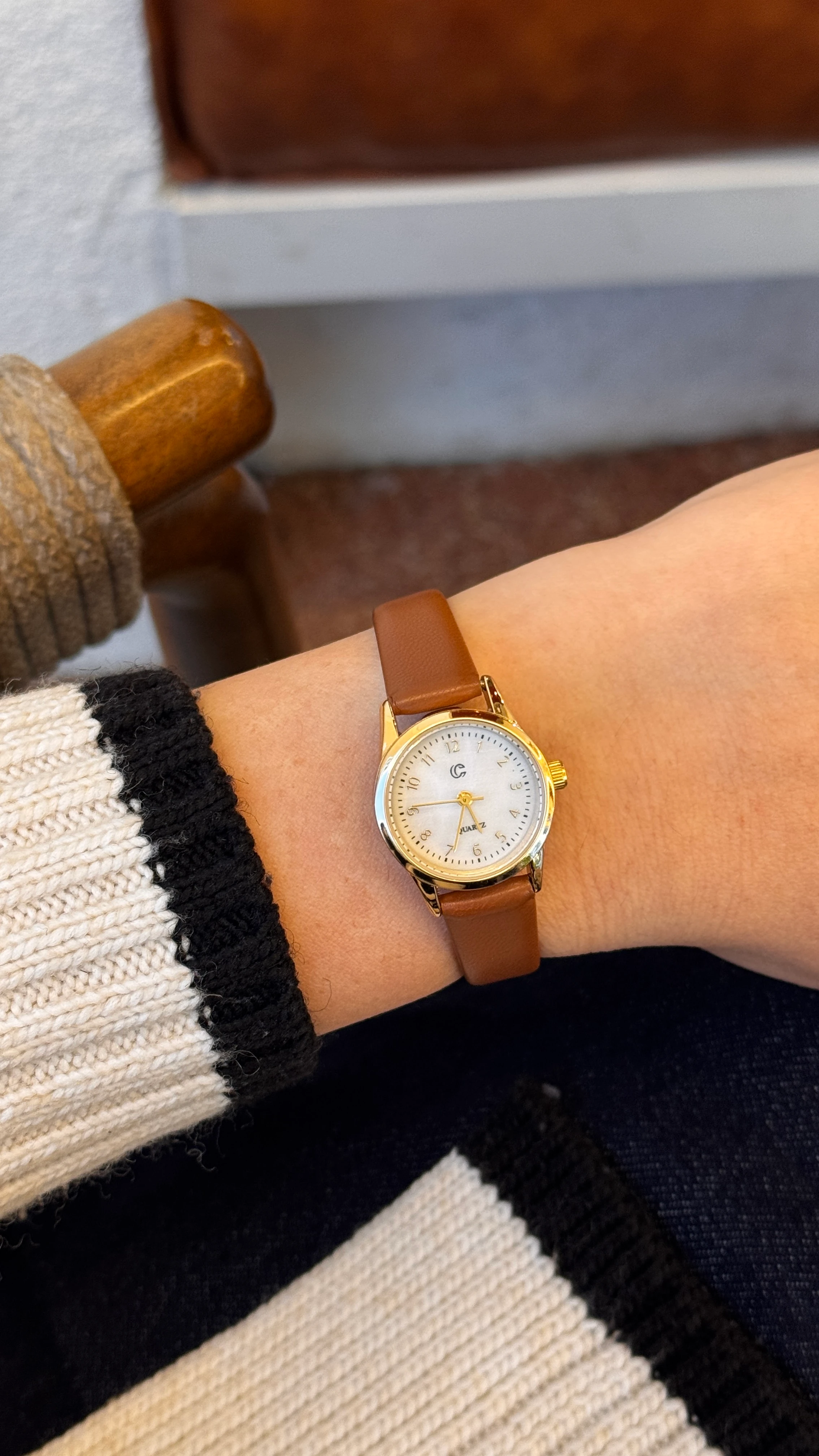 Mitsu Minimal Saat - Kahverengi Gold