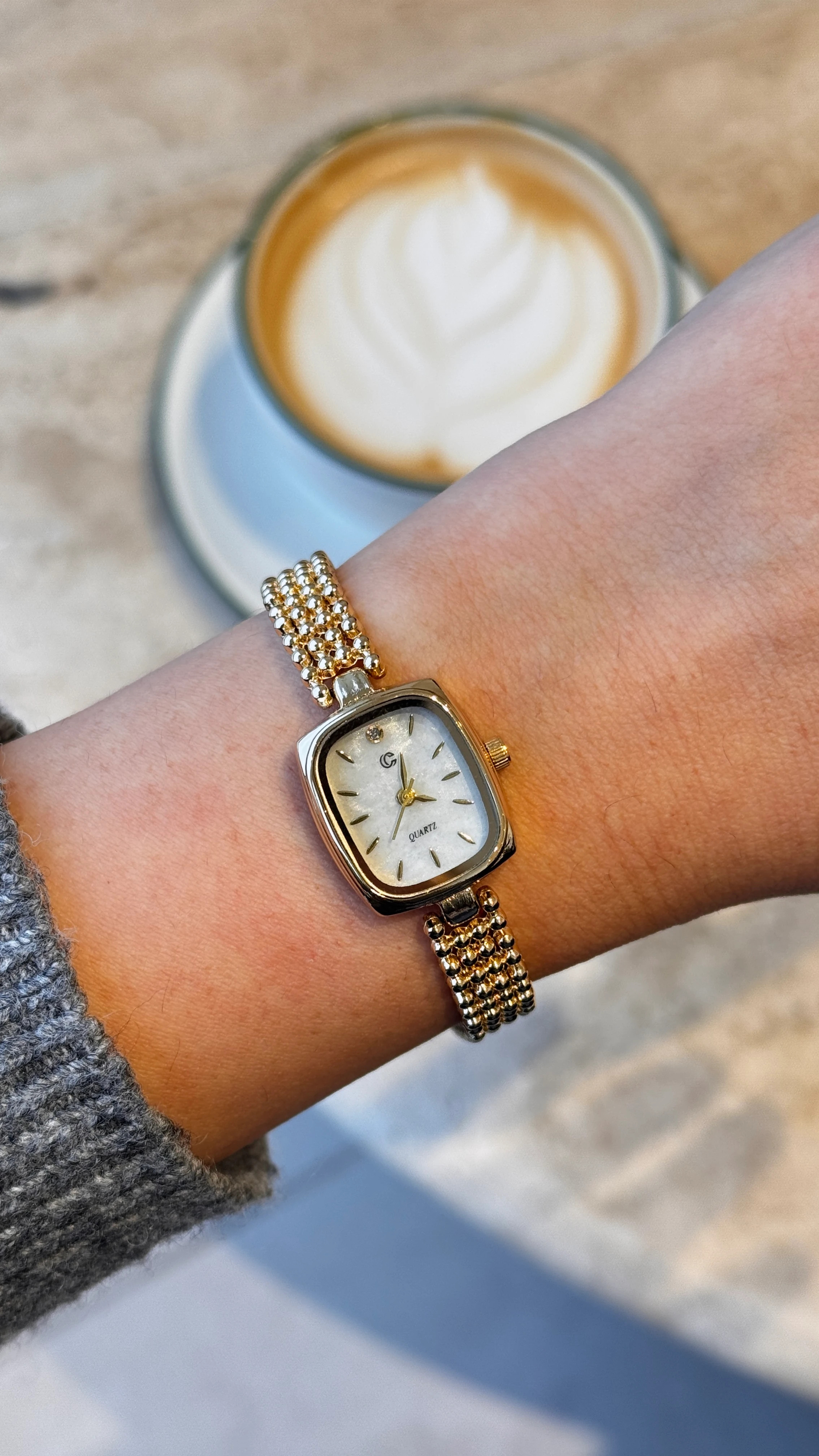 Mitsu Çelik Kordon Saat - Gold Beyaz