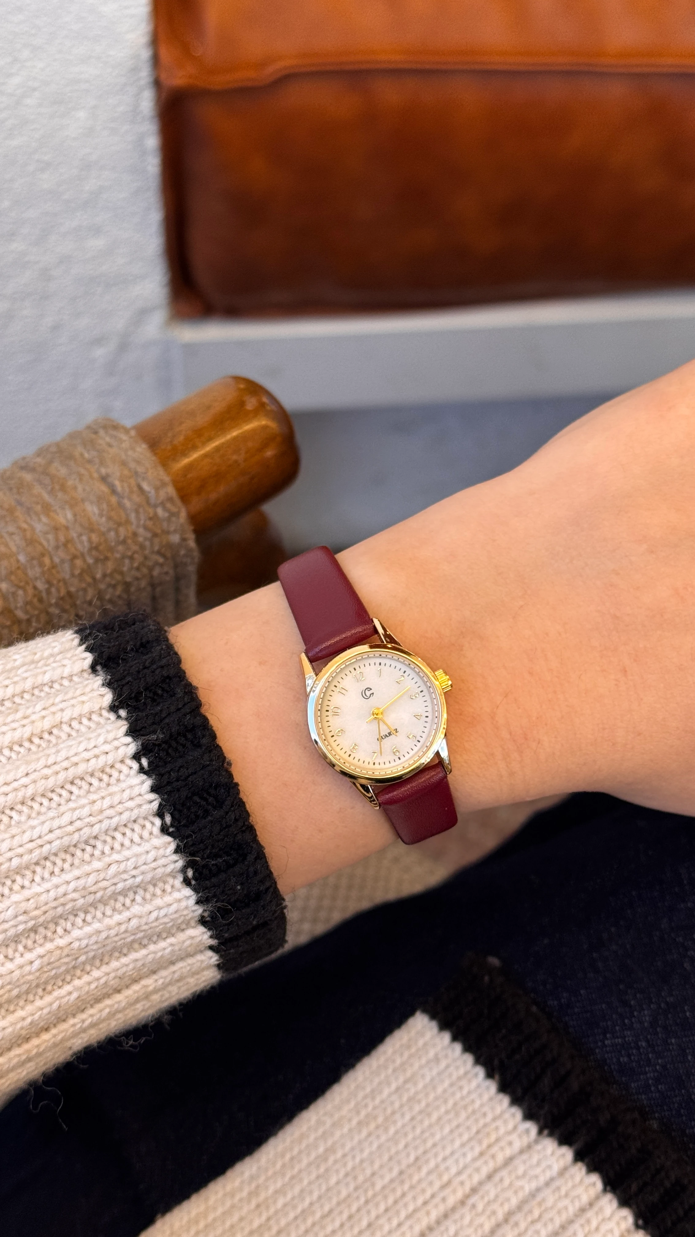 Mitsu Minimal Saat - Bordo Gold