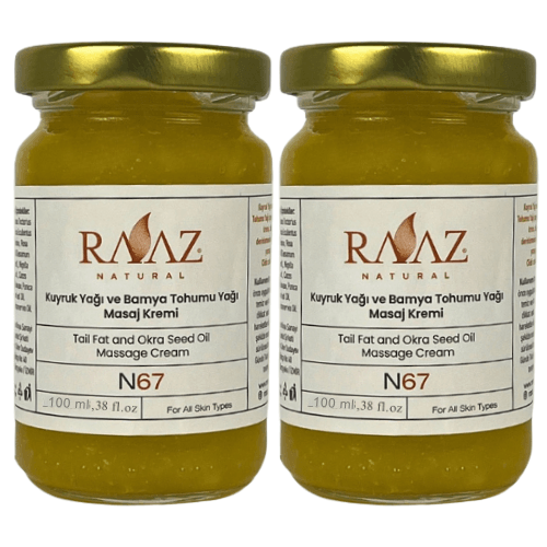 Kuyruk Yağı Ve Bamya Tohumu Yağlı Bitkisel Masaj Kremi 100 ml 2li Set
