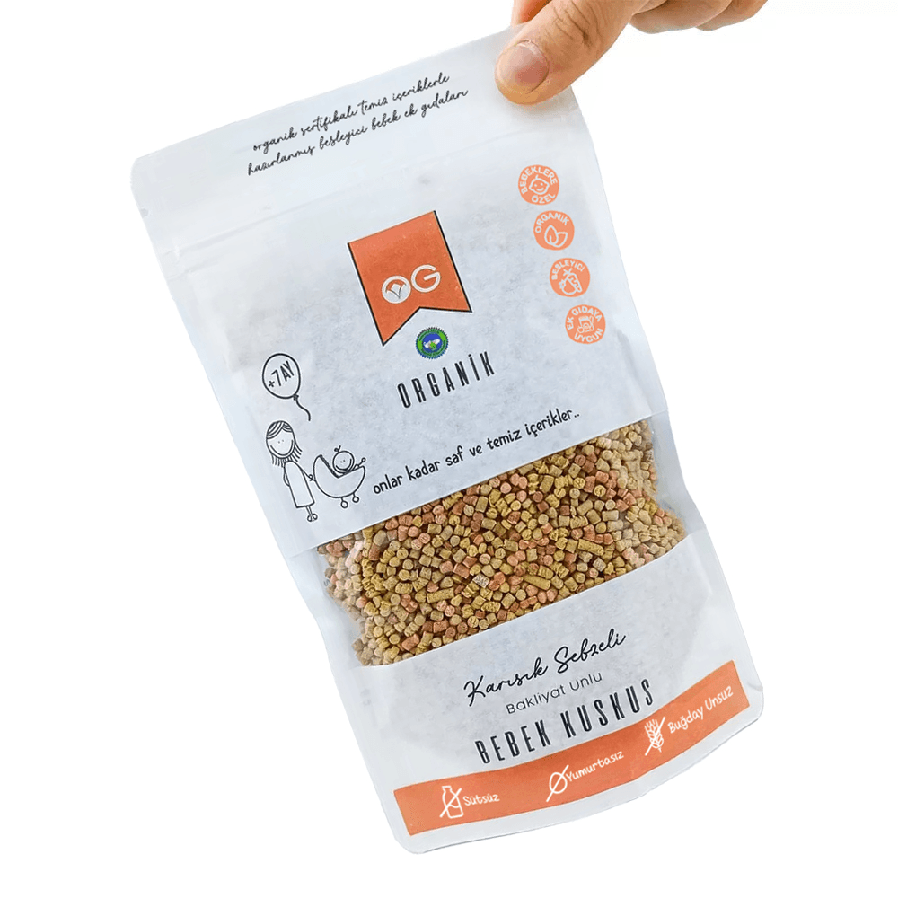 Organik Karışık Sebzeli Bakliyat Unlu Bebek Kuskus 250 Gr +8 Ay