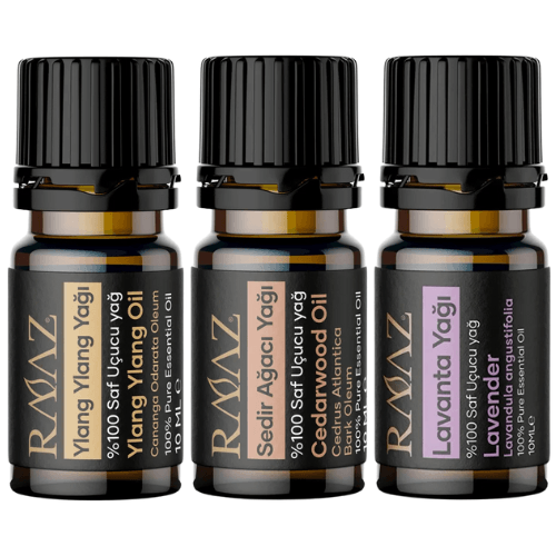 Aromaterapi Uyku ve Sakinlik Seti ( Ylang Ylang Uçucu Yağı, Sedir Ağacı Uçucu Yağı, Lavanta Uçucu Yağı )