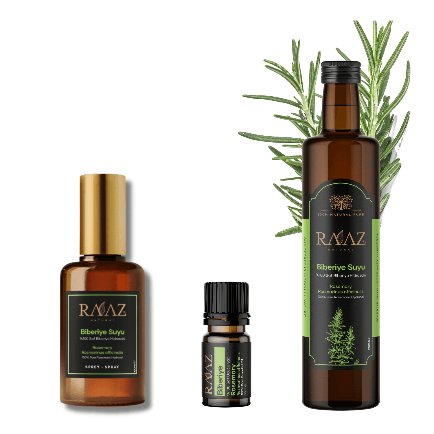 Rosemary Hydrosol 100 ml + Rosemary Essential Oil 10 ml + Rosemary Hydrosol 250 ml