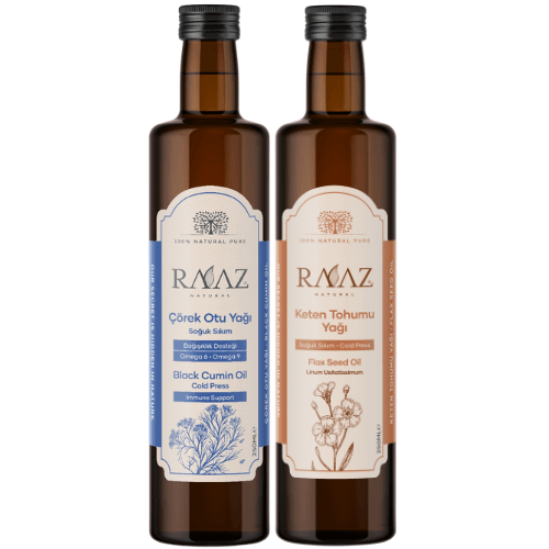 Çörekotu Yağı 250 ml + Keten Tohumu Yağı 250 ml – Avantajlı Set