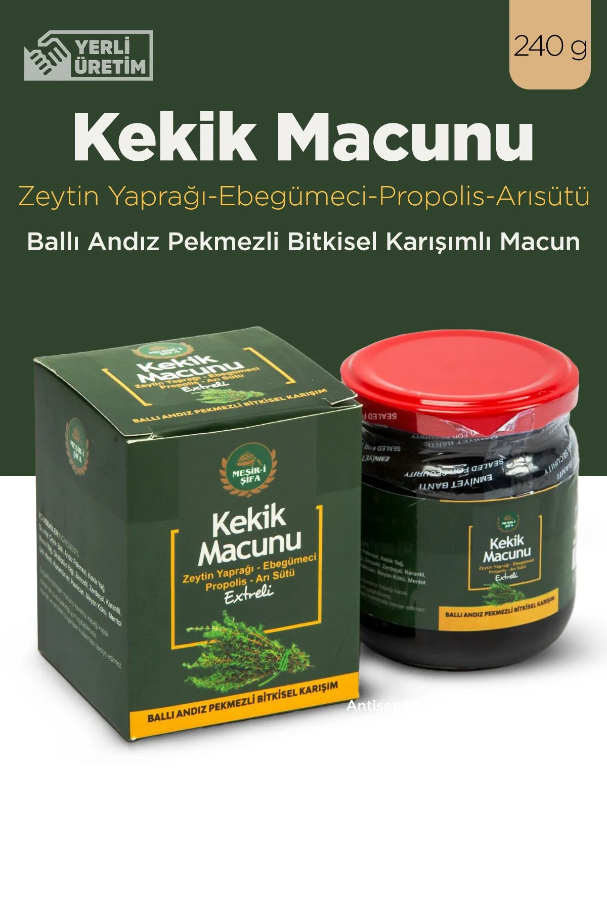 Kekik Macunu Zeytin Yaprağı, Ebegümeci, Propolis, Arı Sütü, Ballı Andız Pekmezli Macun 240g