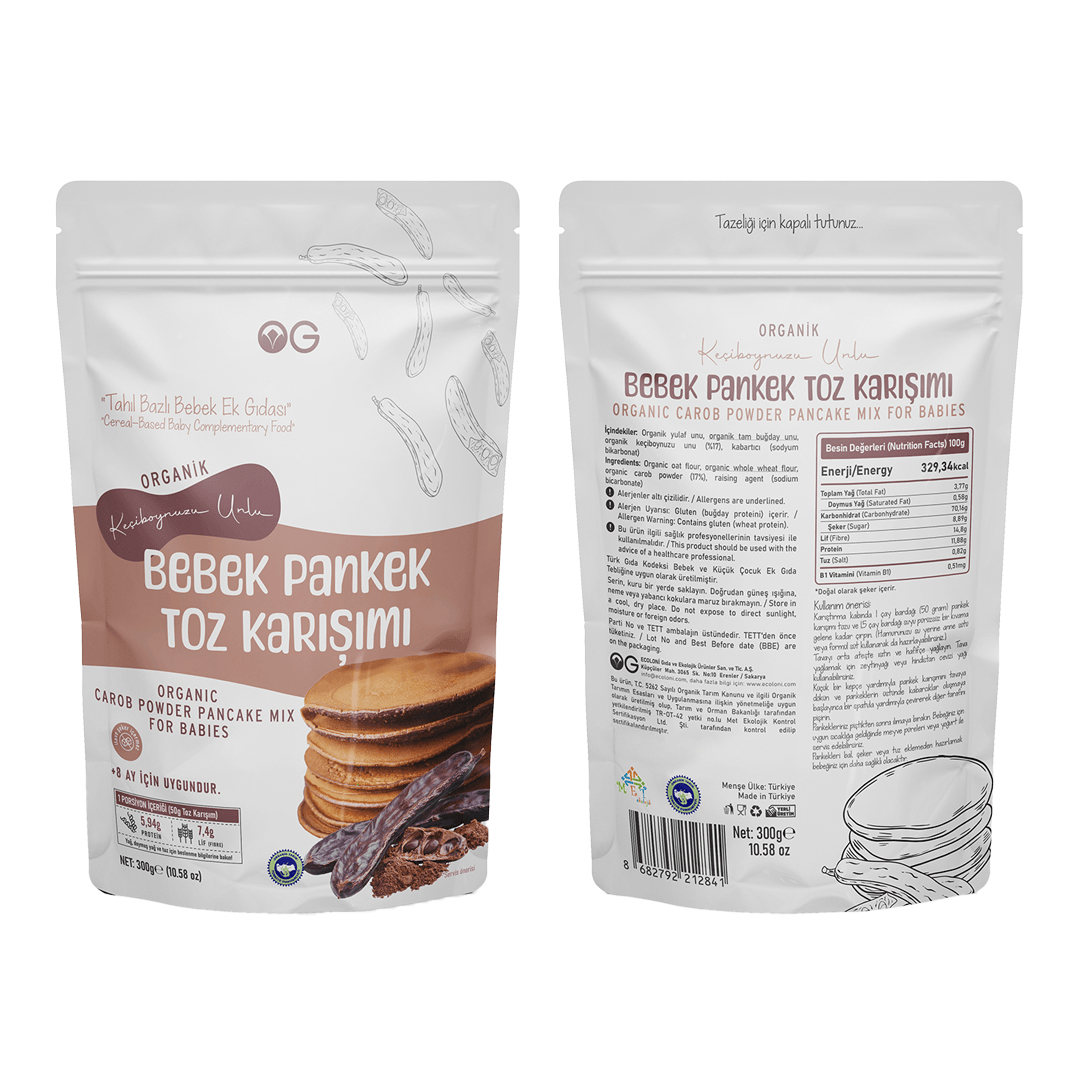 Organik Keçiboynuzu Unlu Bebek Pankek Toz Karışımı 300 Gr +8 Ay