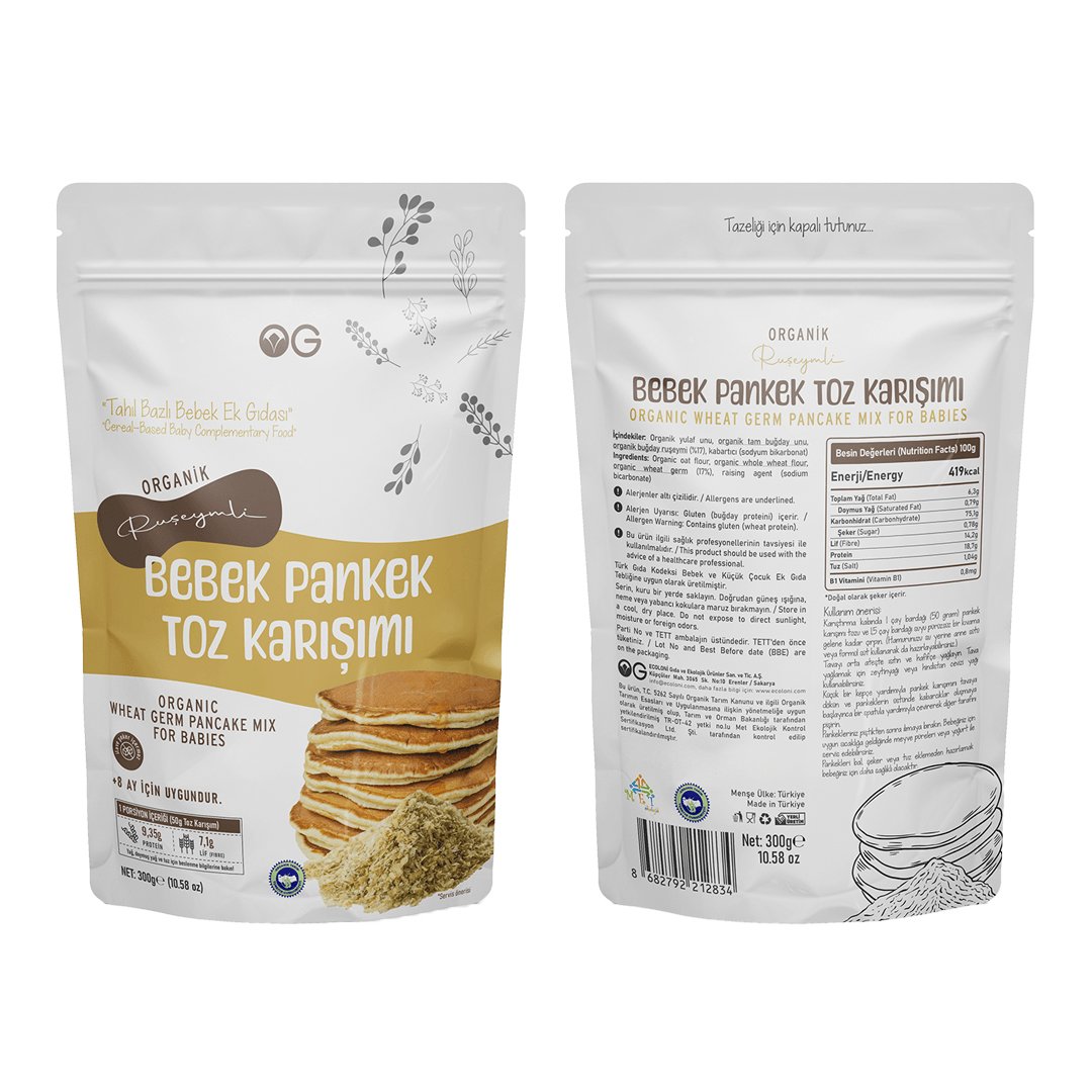 Organik Ruşeymli Bebek Pankek Toz Karışımı 300 Gr +8 Ay