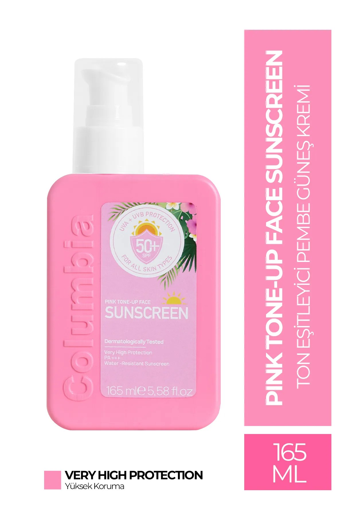 Pink Tone-Up Face SPF+50 Cilt Aydınlatıcı Ton Eşitleyici Pembe Yüz Güneş Kremi 165 ml