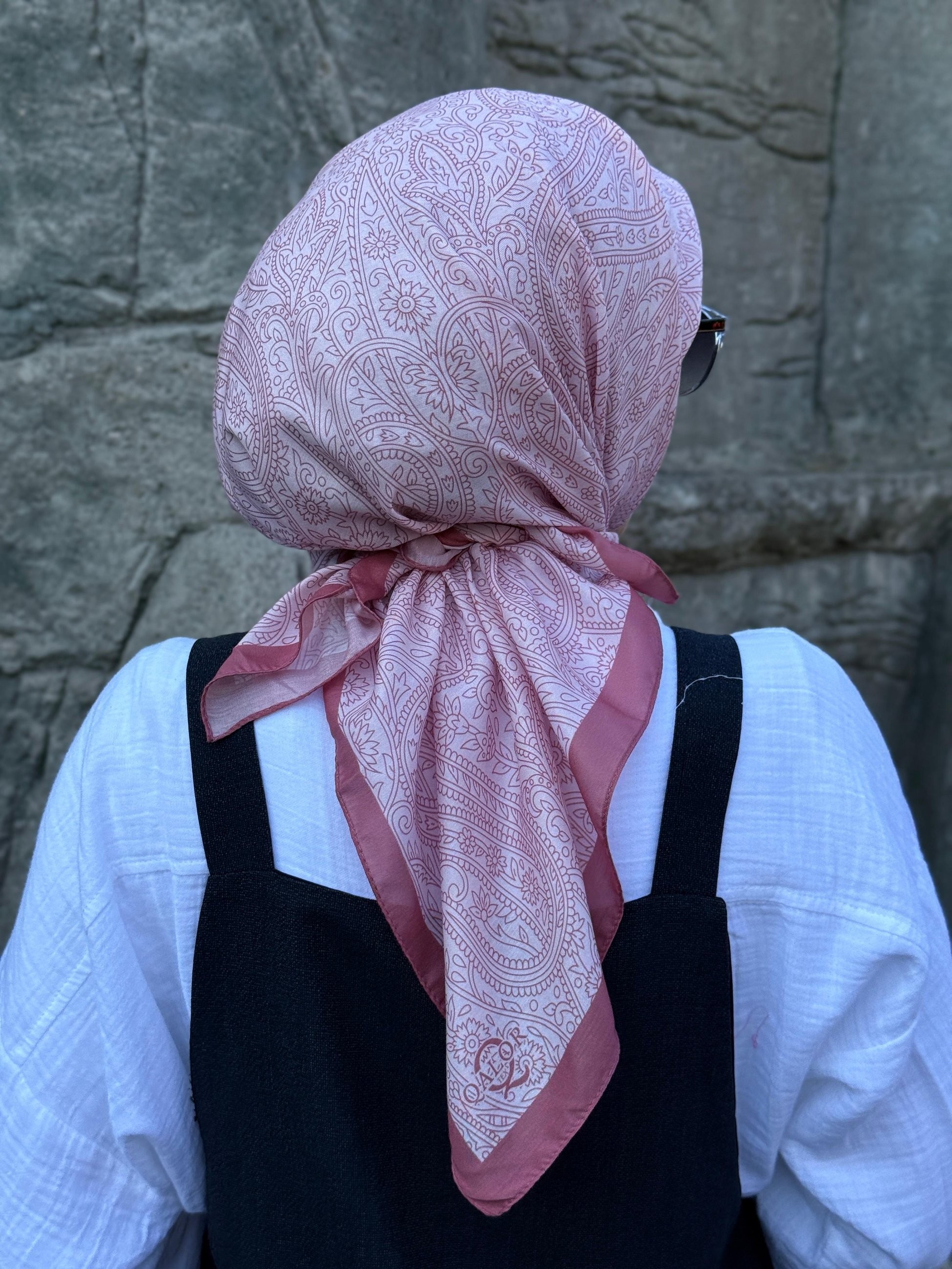 Pamuklu Soft İnci Desen Eşarp - Pudra