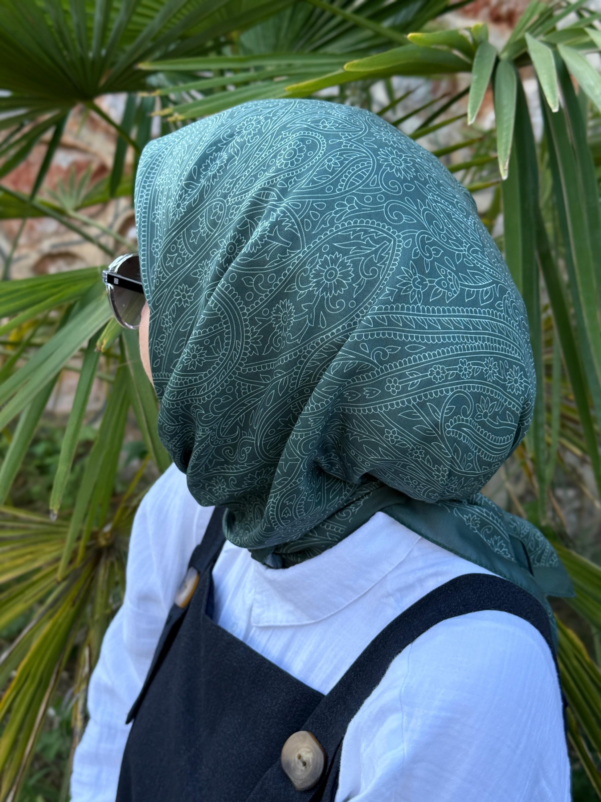 Pamuklu Soft İnci Desen Eşarp - Mint Yeşil