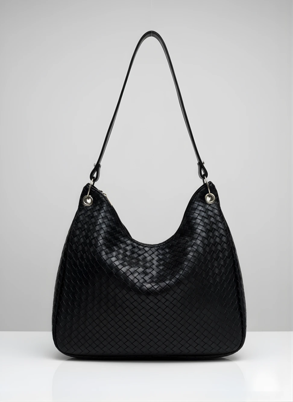 Örgü Desenli Omuz Çantası - Siyah
