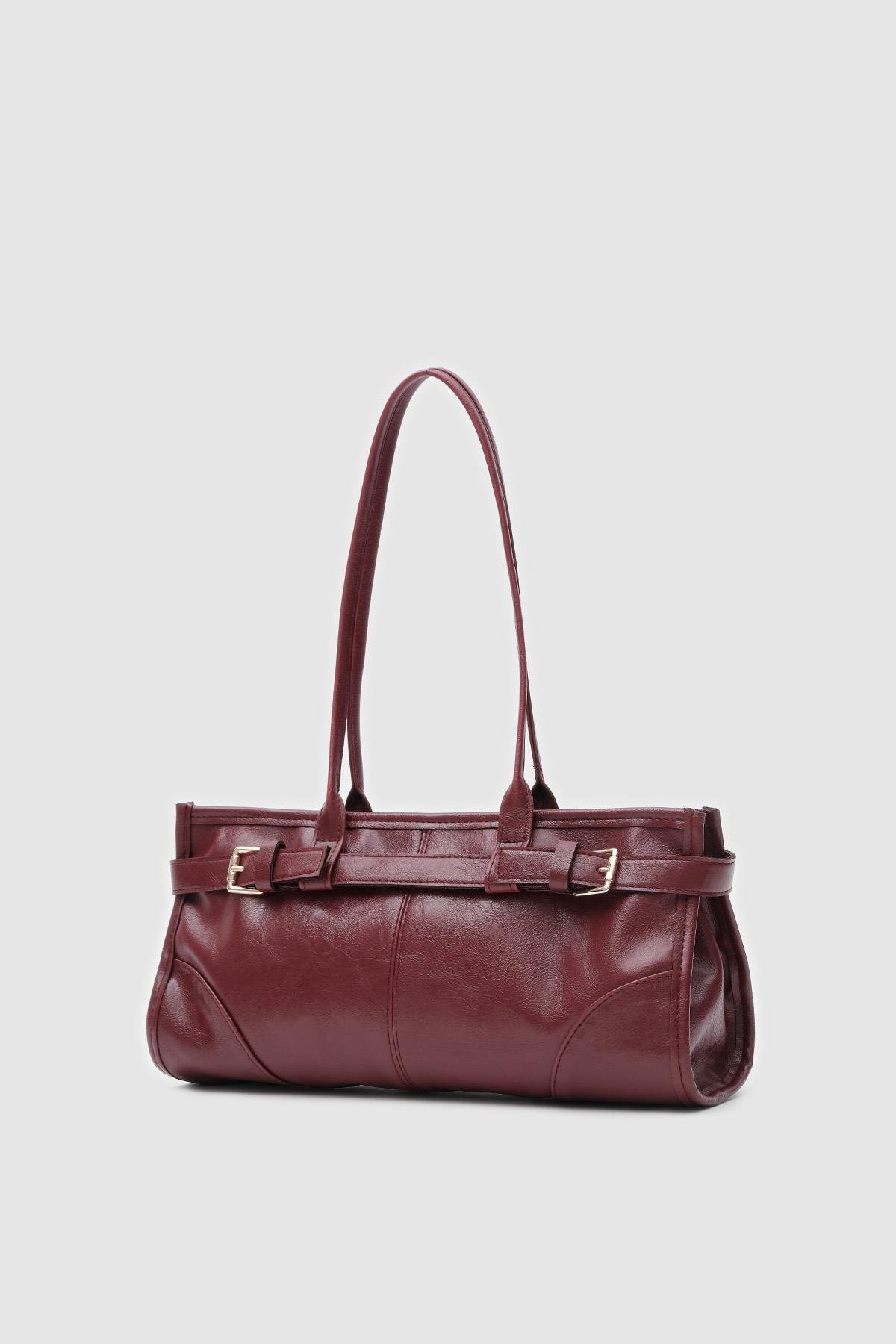 Bordo Vintage Baget Çanta