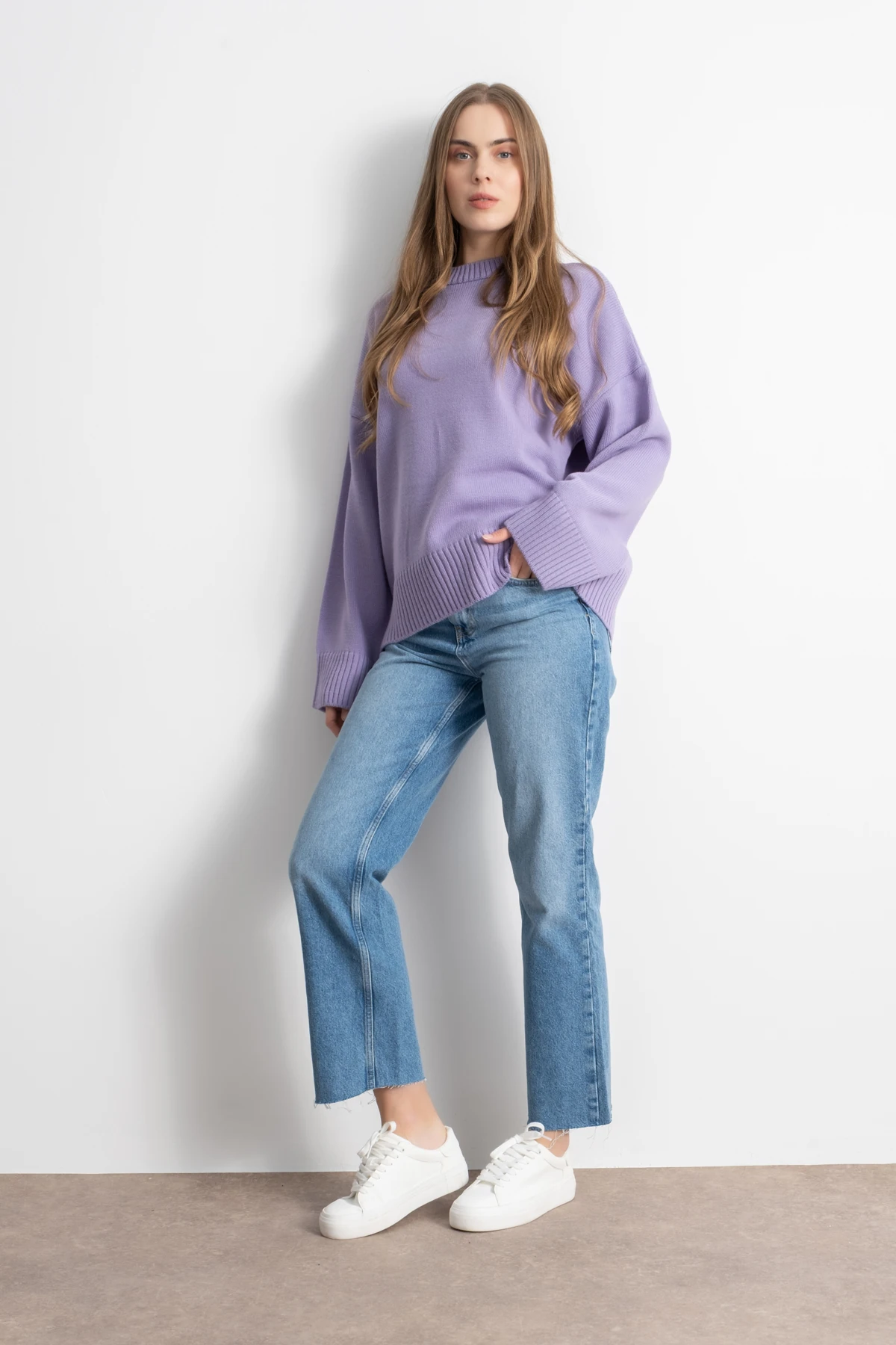 Kadın Oversize Basic Triko Kazak