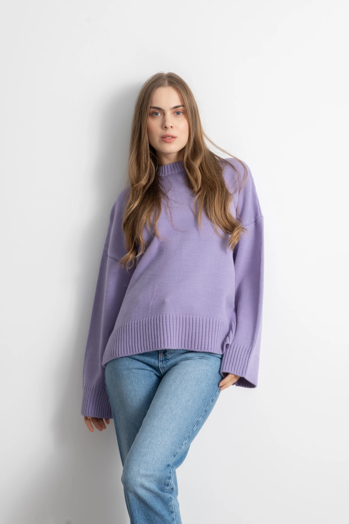 Kadın Oversize Basic Triko Kazak