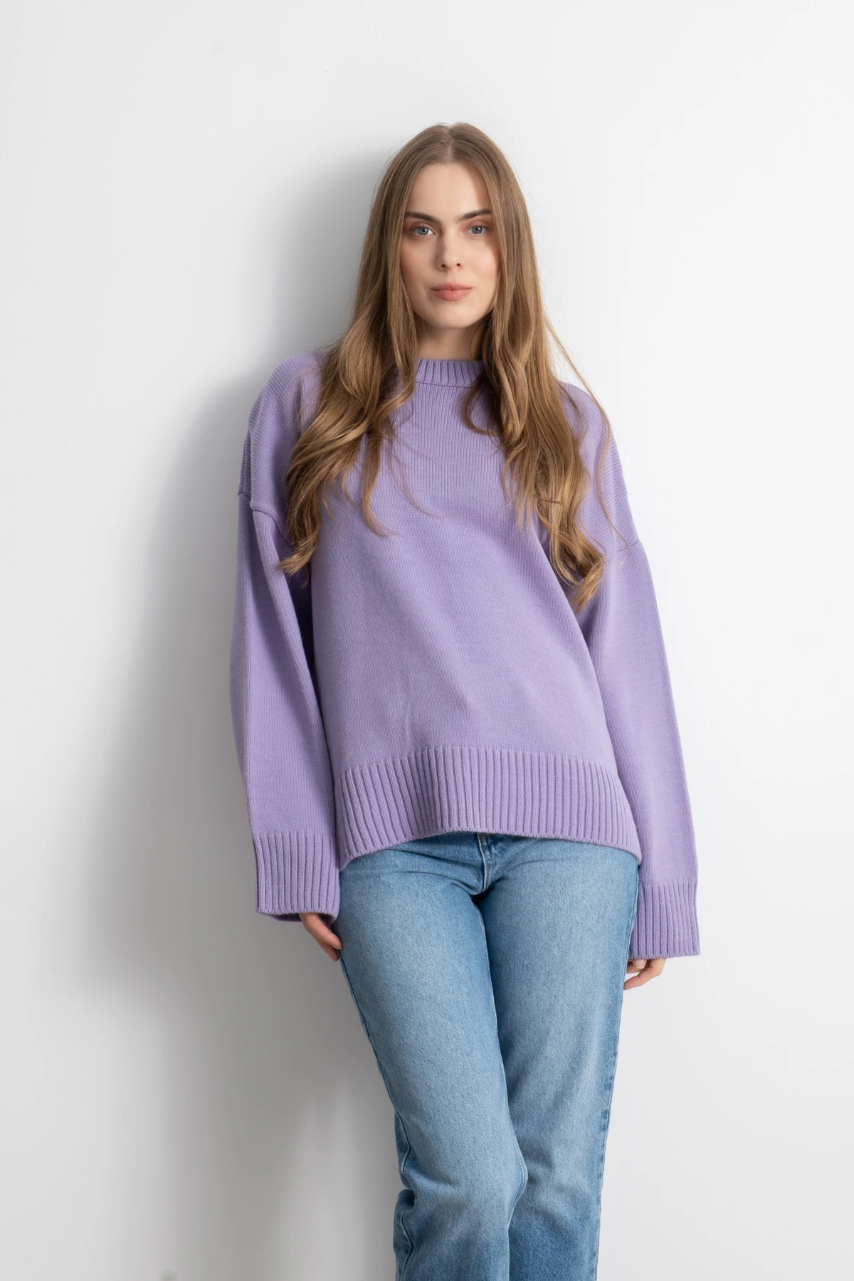 Kadın Oversize Basic Triko Kazak