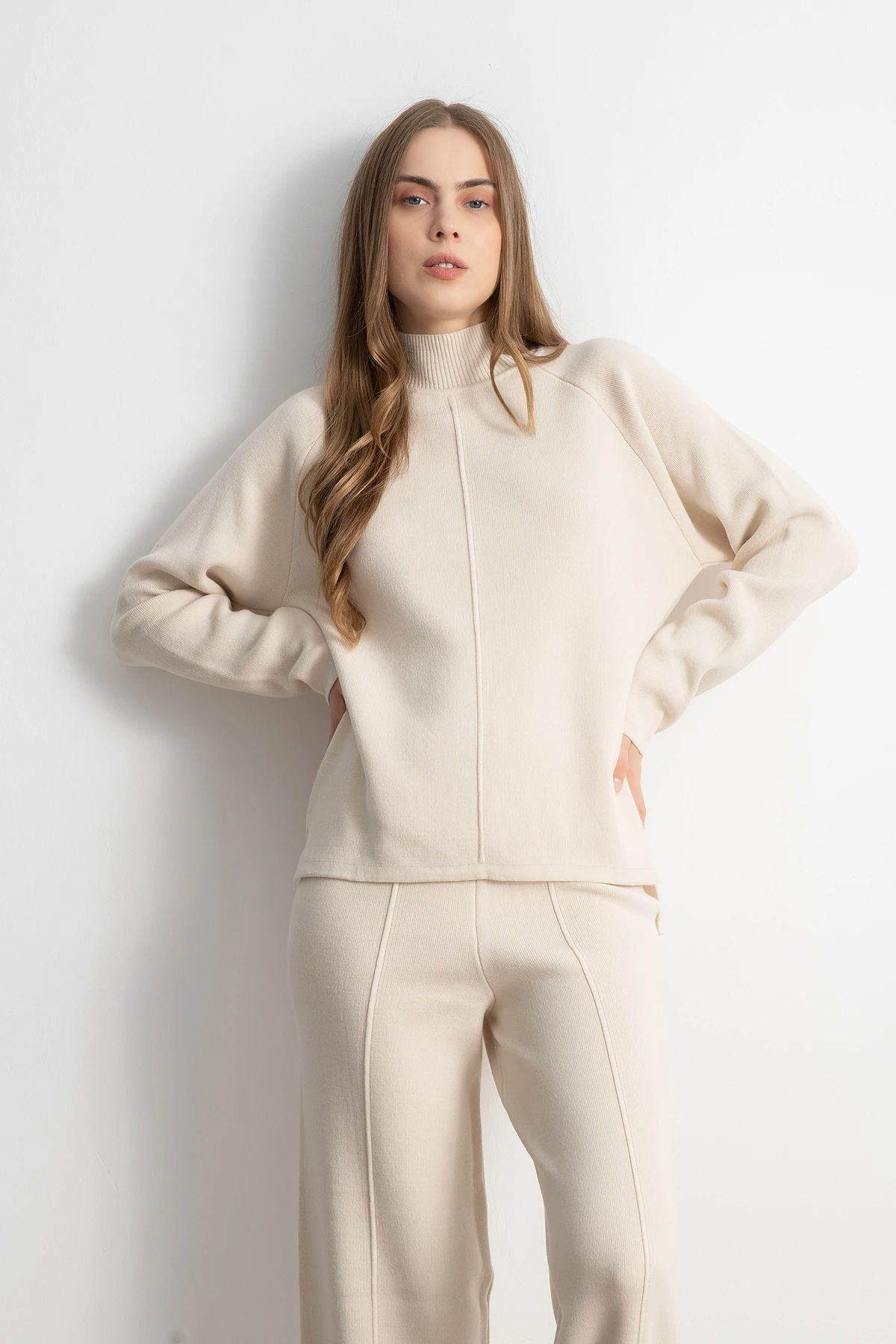 Kadın Kabartma Detaylı Triko Takım