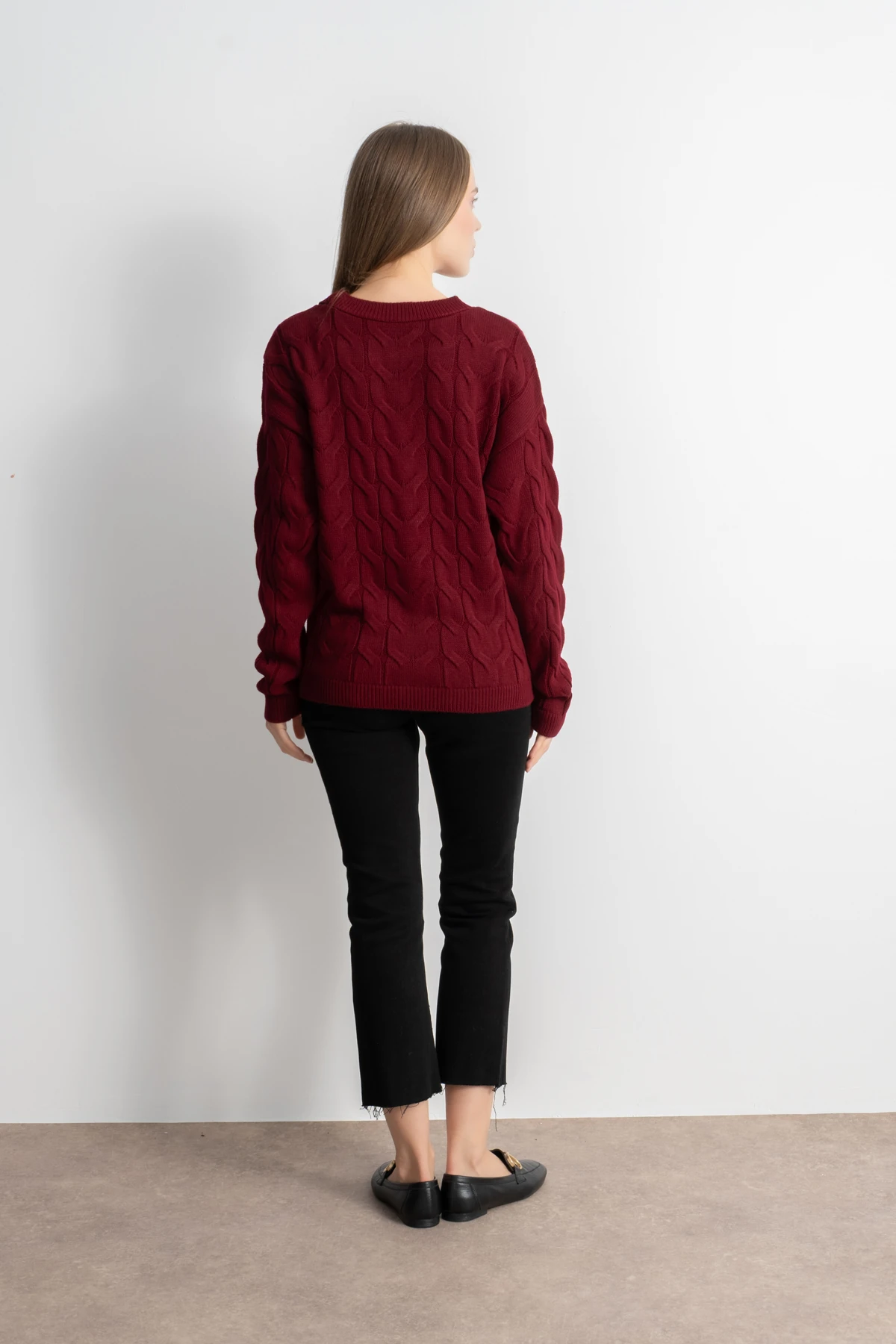 Kadın Saç Örgü Triko Kazak