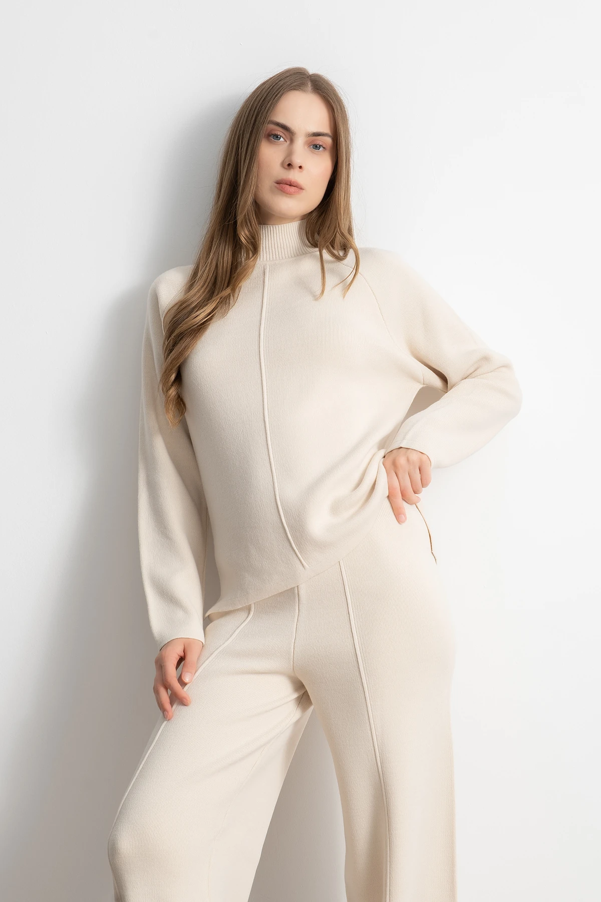 Kadın Kabartma Detaylı Triko Takım