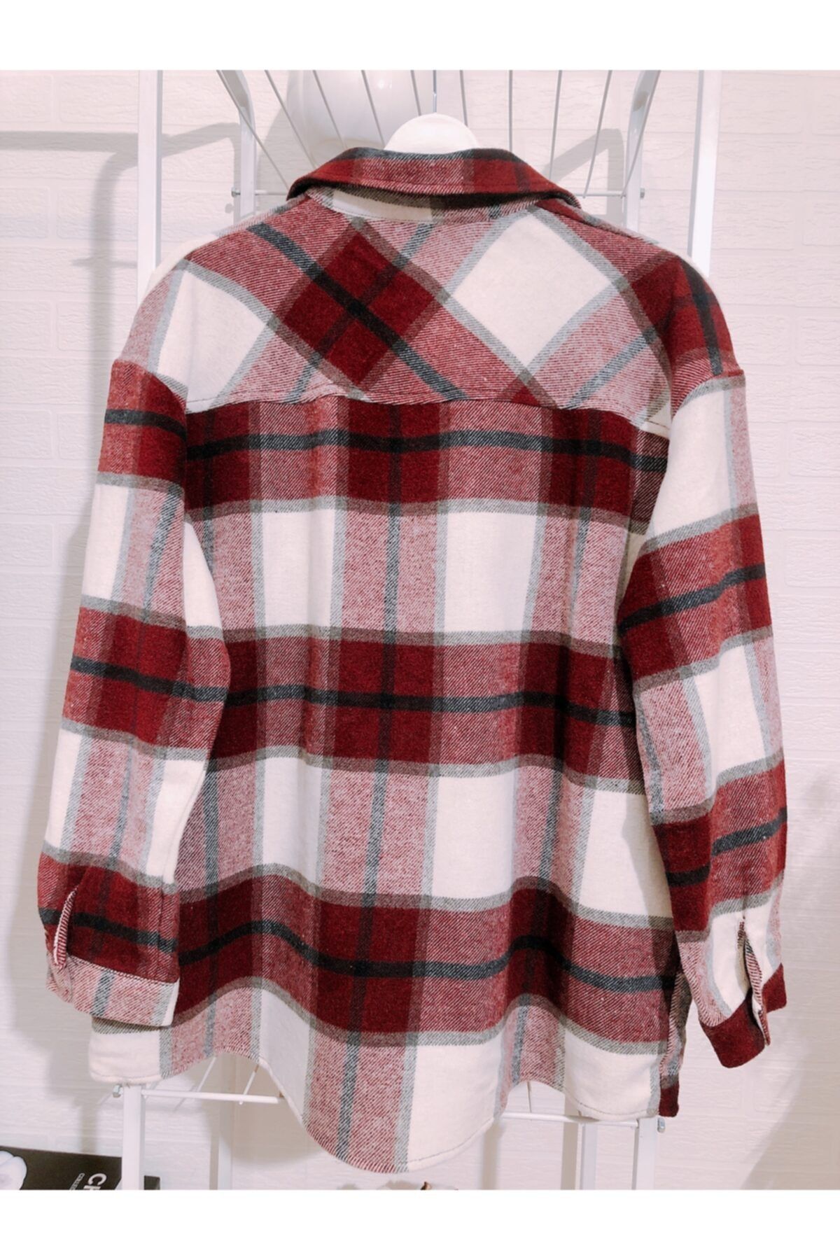 Bordo-ekru Oduncu Gömlek Ceket-oops