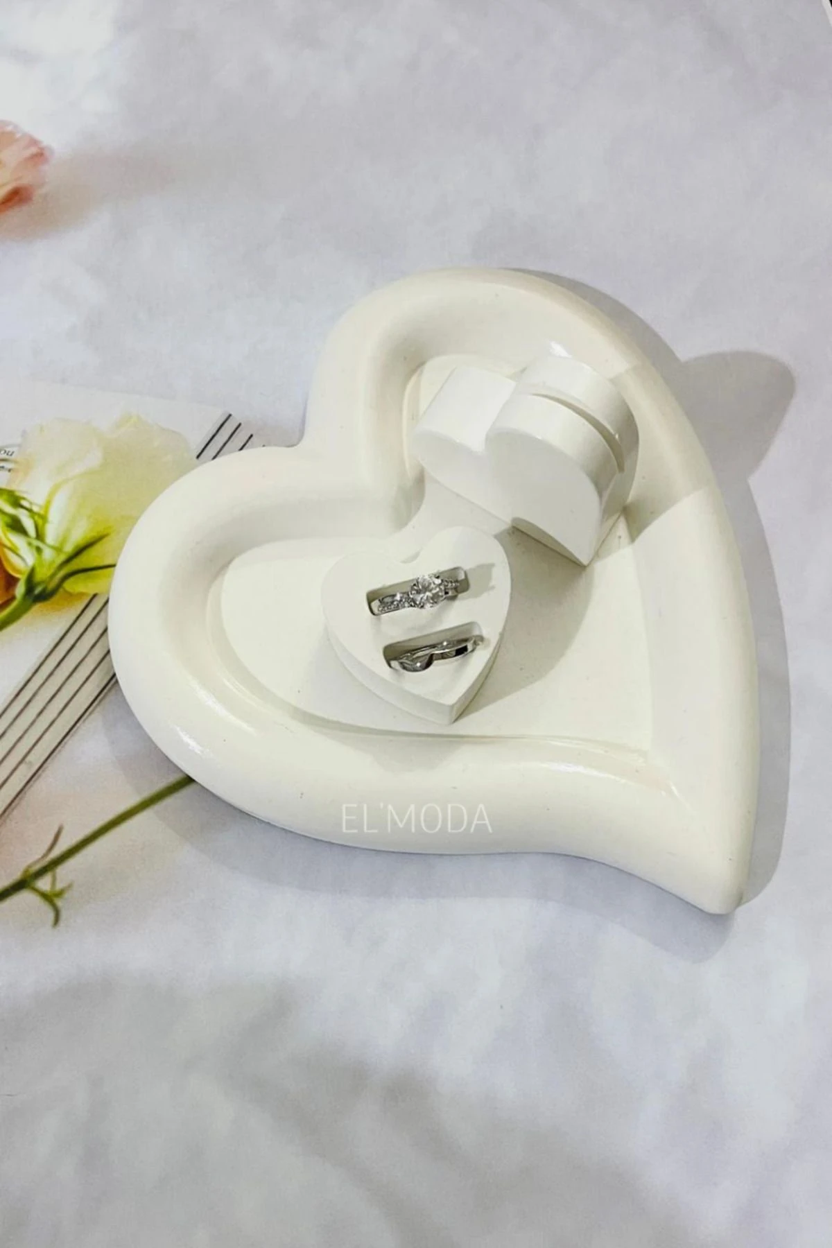 Kalp Dekoratif Takı Tabağı,Sunumluk, Mumluk, Takı Çekim Standı