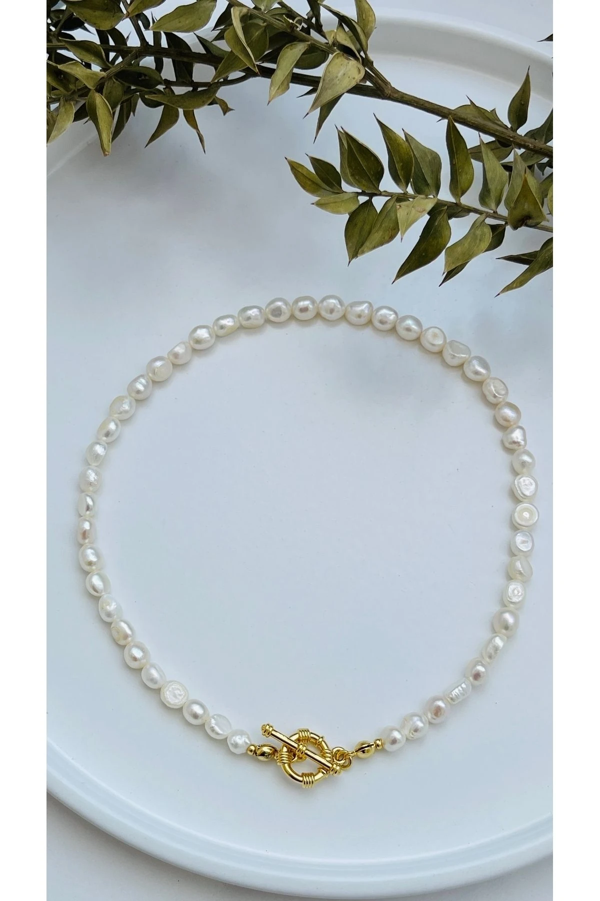 İnci Kolye -Gerçek Tatlısu İncisi Kolye Gemici Kapamalı