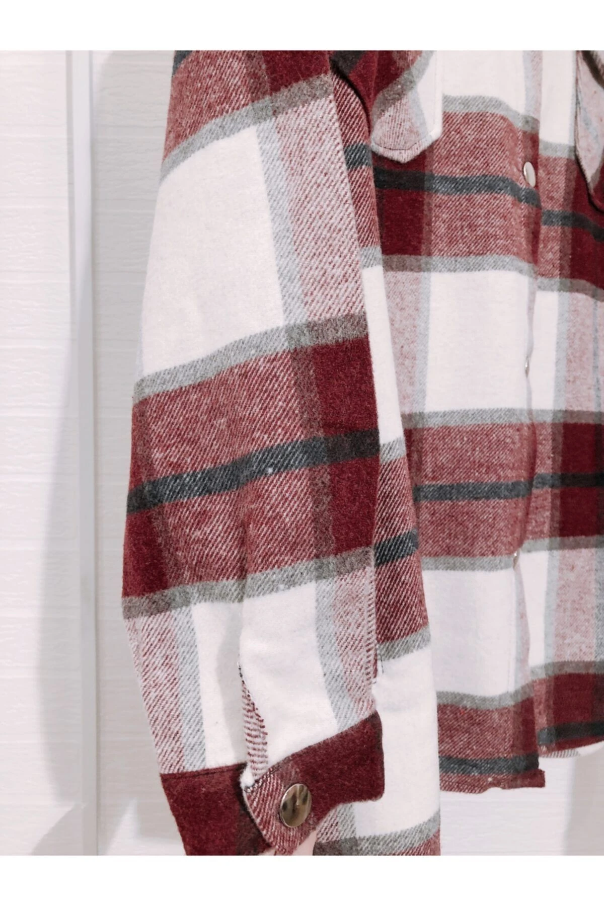 Bordo-ekru Oduncu Gömlek Ceket-oops