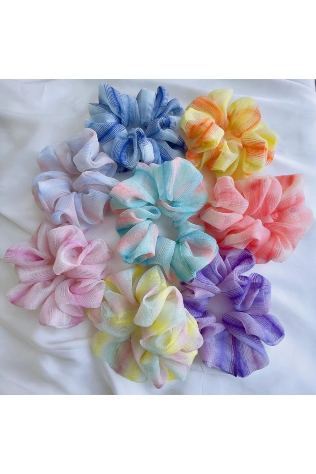 Renkli Çizgili Organze Toka / 5’li