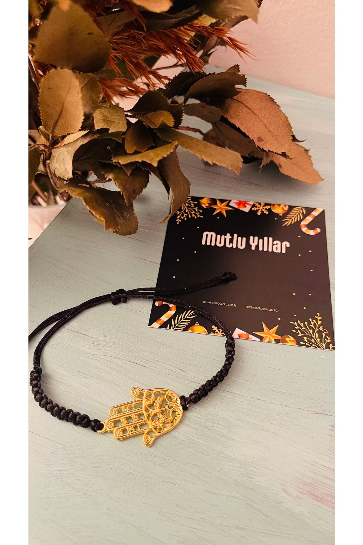 Altın Kaplama Fatma Ana Eli Bilekliği Hediye Kutusu- Ayarlanabilir Bileklik