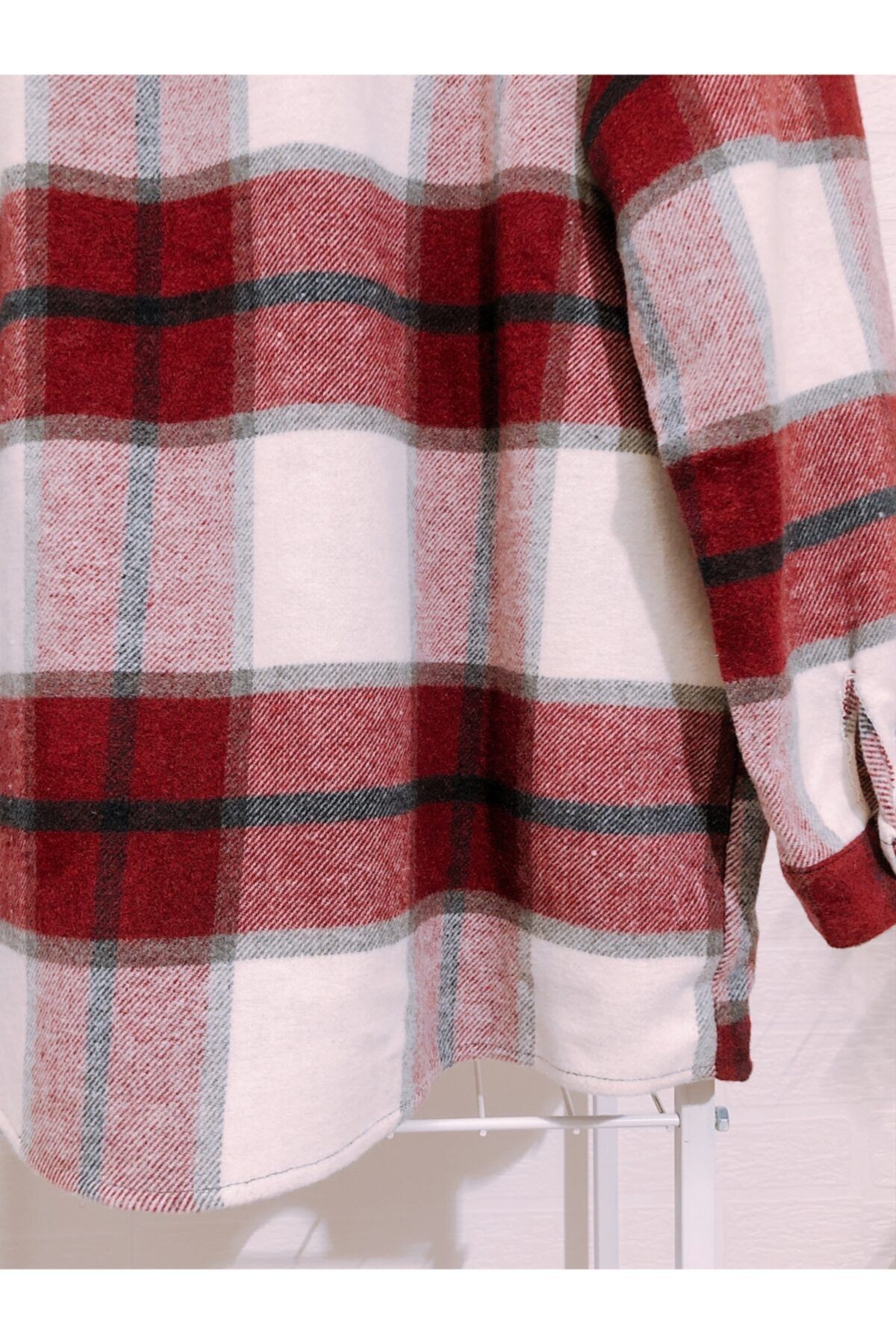 Bordo-ekru Oduncu Gömlek Ceket-oops