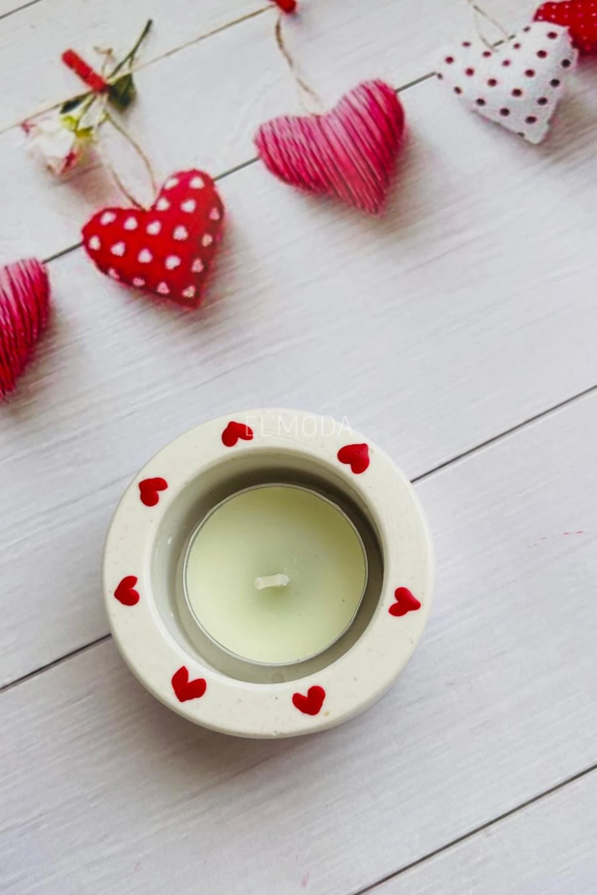 Kalpli Dekoratif Mumluk, Romantik Kalp Desenli Yuvarlak Tealight Mumluk, Hediyelik Kalpli Mumluk