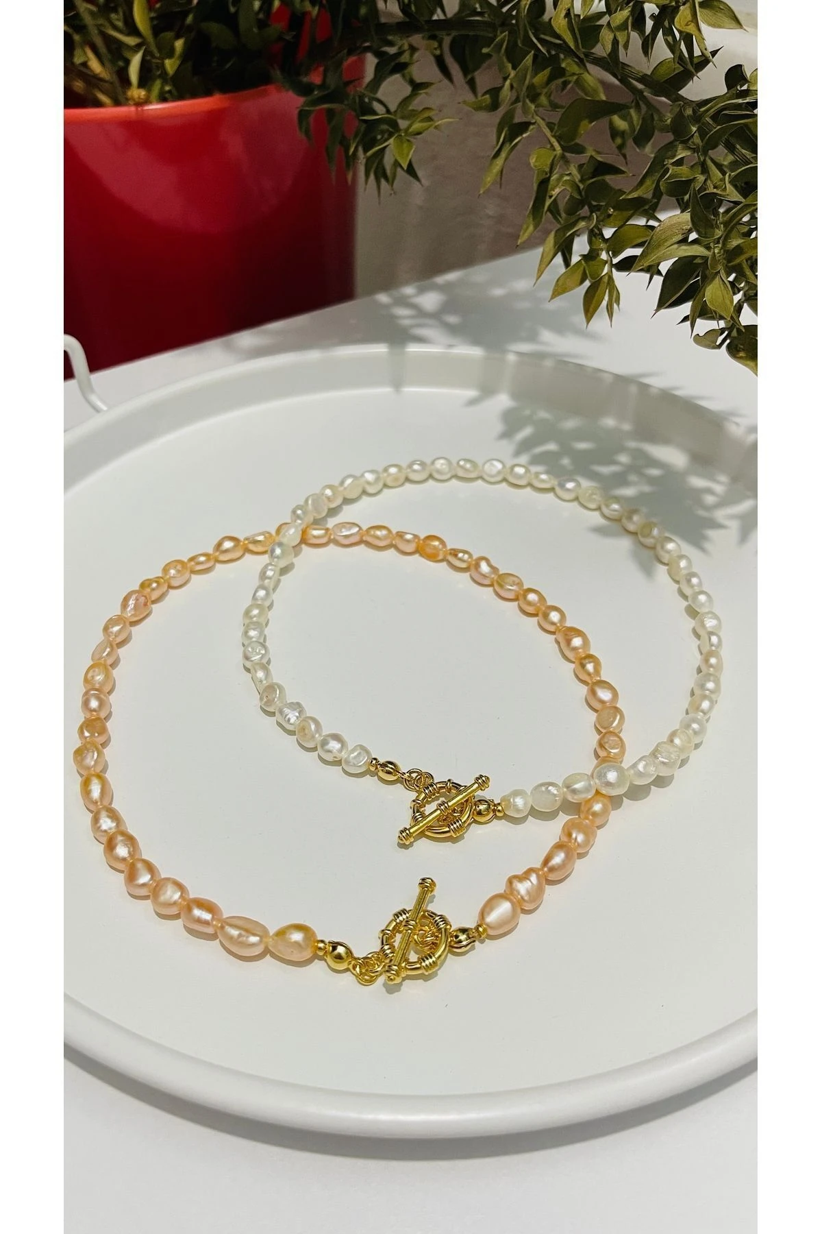 İnci Kolye -Gerçek Tatlısu İncisi Kolye Gemici Kapamalı