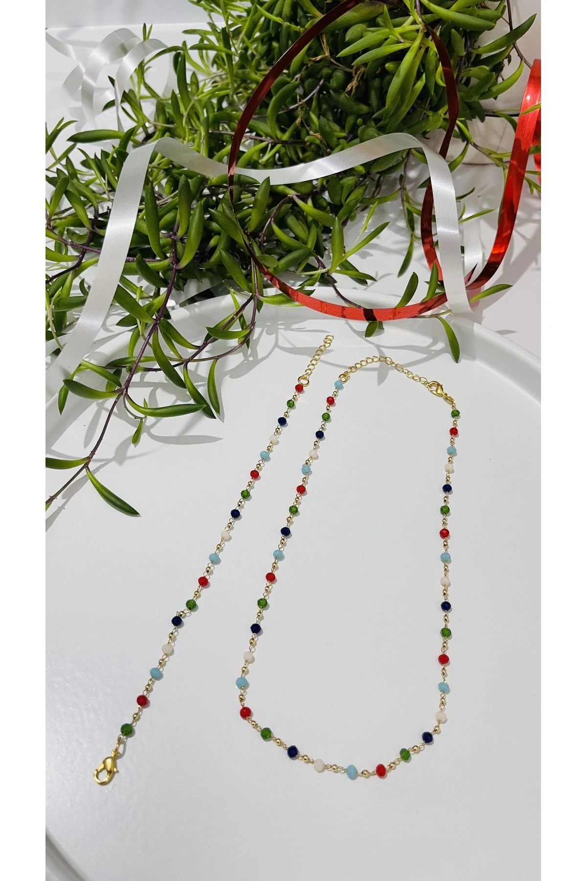 Yılbaşı Konsept Kolye Bileklik Hediye Seti - Yılbaşı Hediye Kutusu