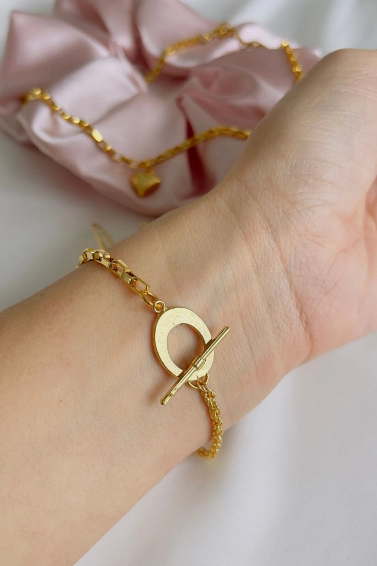 Altın Kaplama Kalpli Kolye Bileklik Küpe Takımı