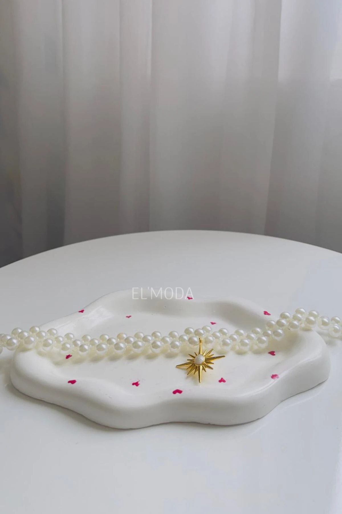 Kalp Desenli Bulut ve Bubble Takı Tabağı & Vazo