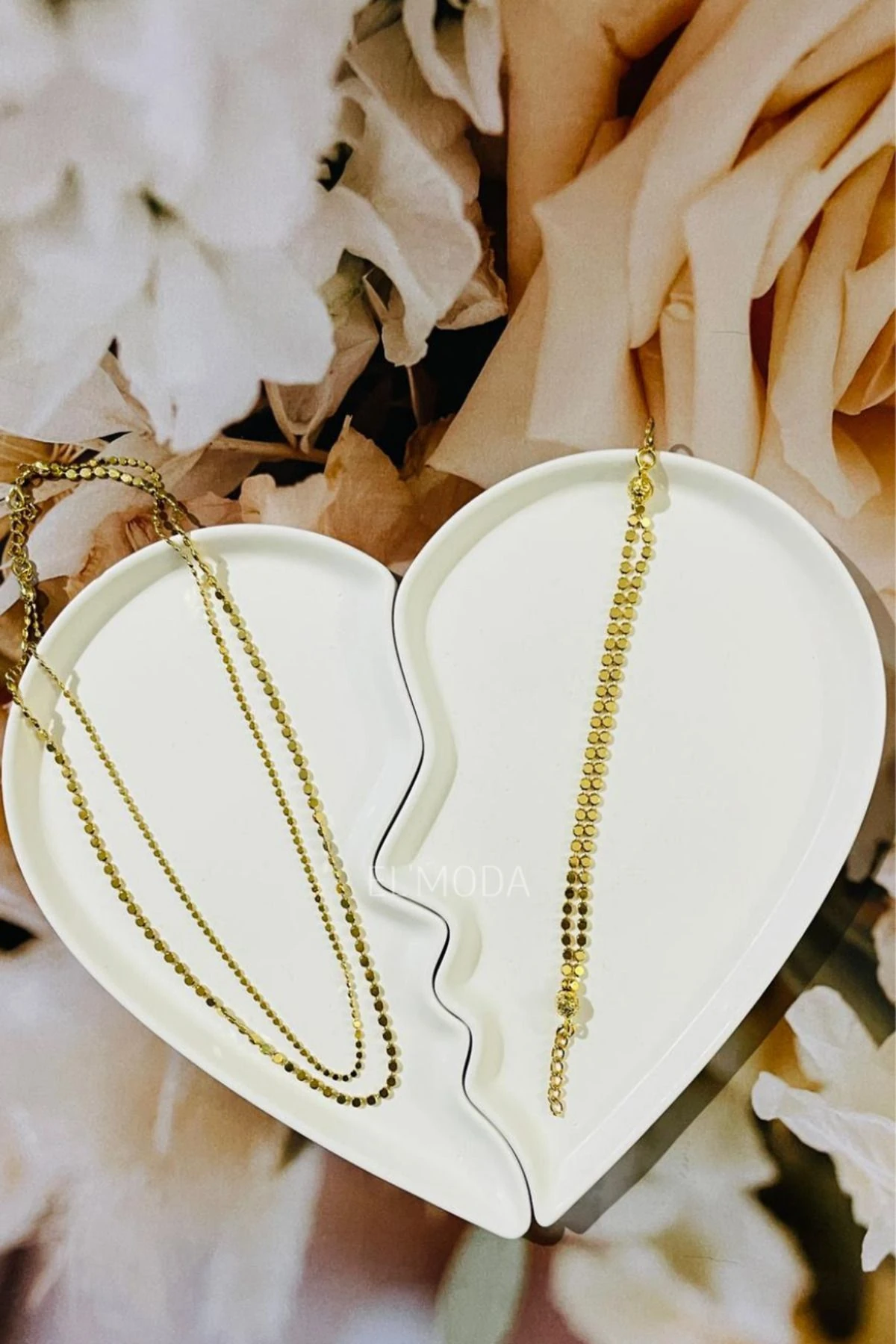 Birleşen Kalp Dekoratif Takı Tabağı, Sunumluk, Mumluk, Takı Çekim Standı, Kırık Kalp Dekoratif Tabak