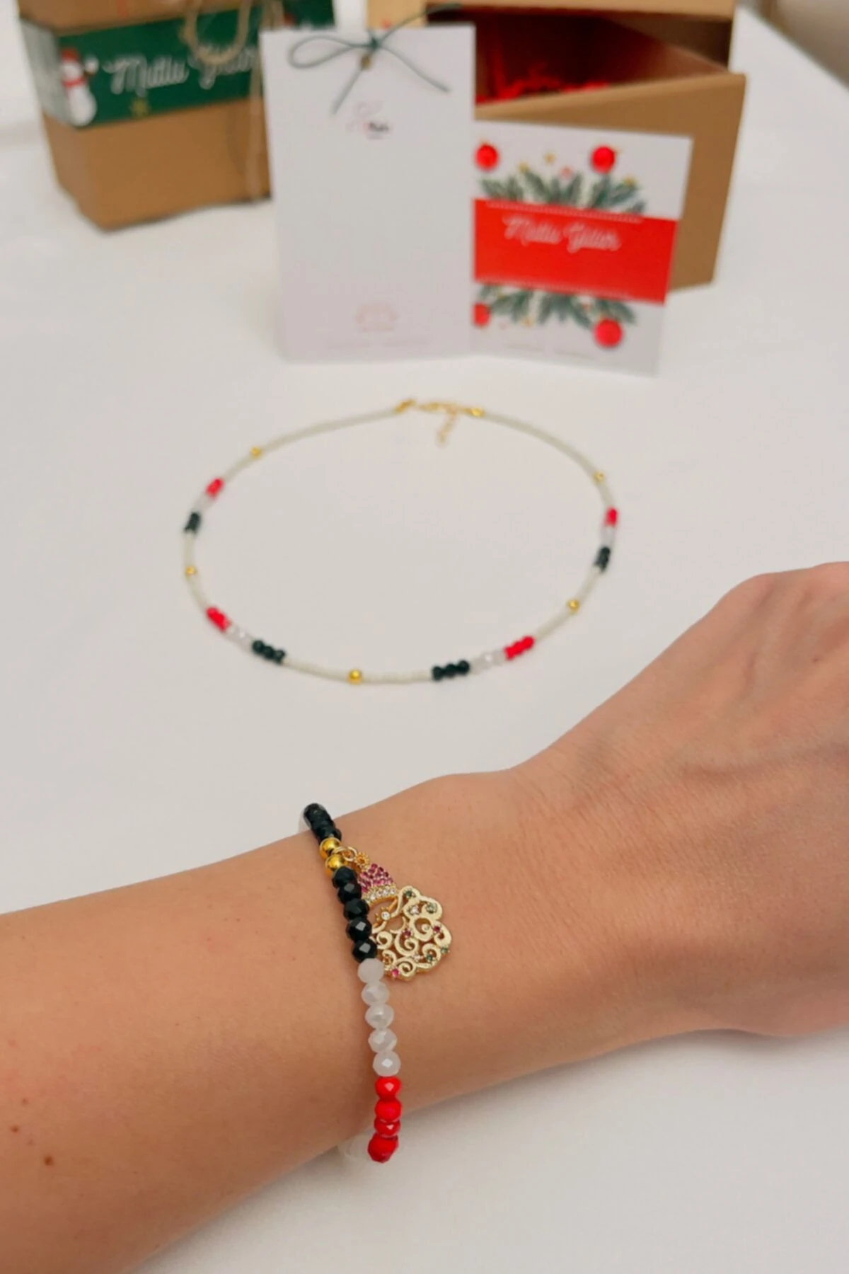 Yılbaşı Konsept Kolye Bileklik Seti-yılbaşı Hediye Kutusu